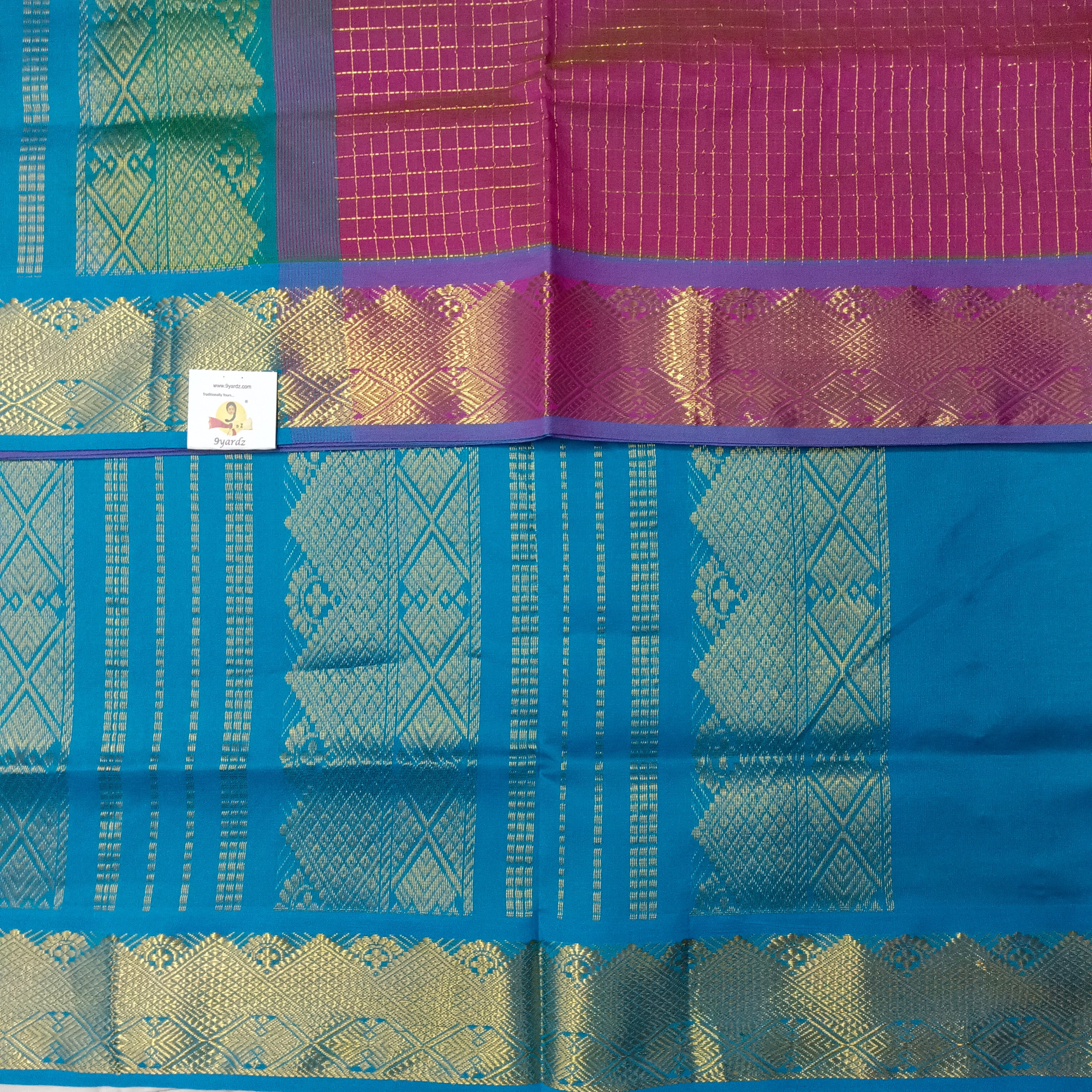 Semi silk Zari Checked 6Yards