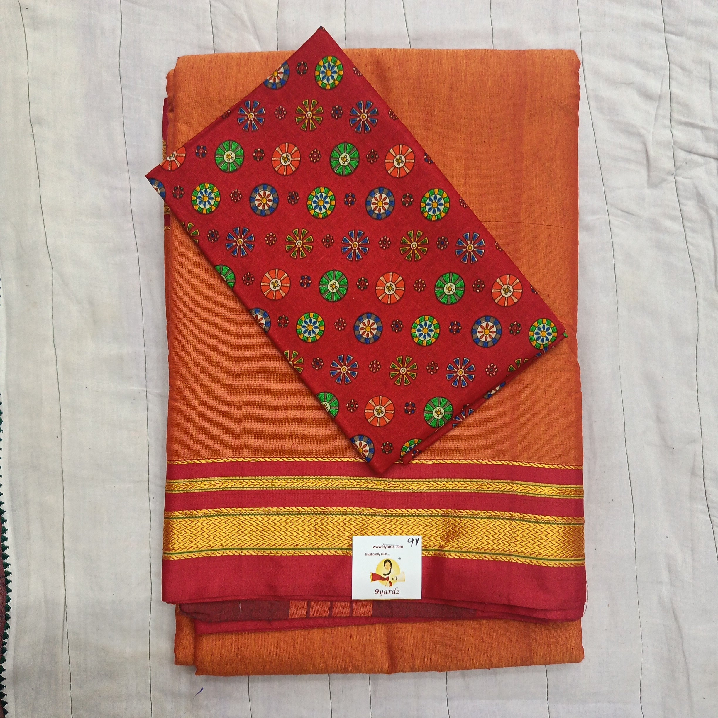 Ikkal sarees madisar plain 9yardz(with blouse)
