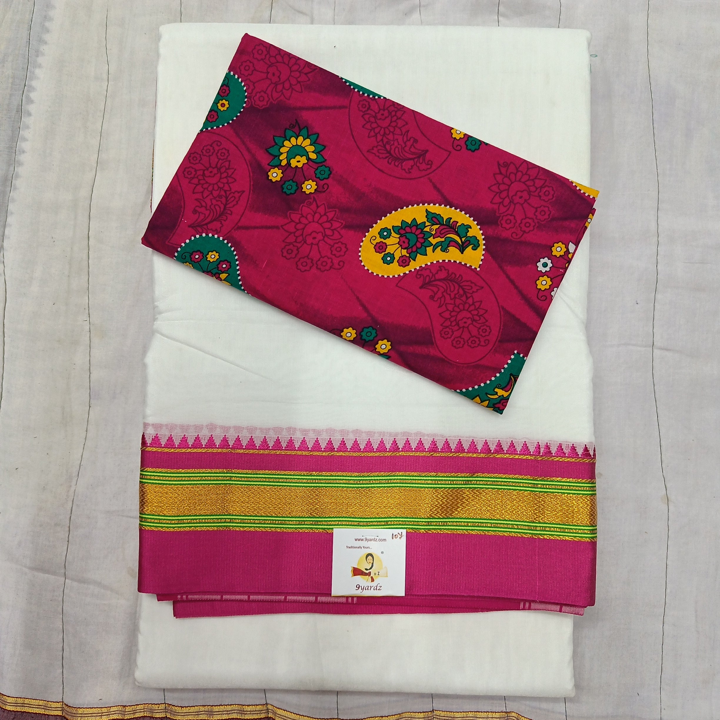 Ikkal sarees madisar plain 10yardz(with blouse)