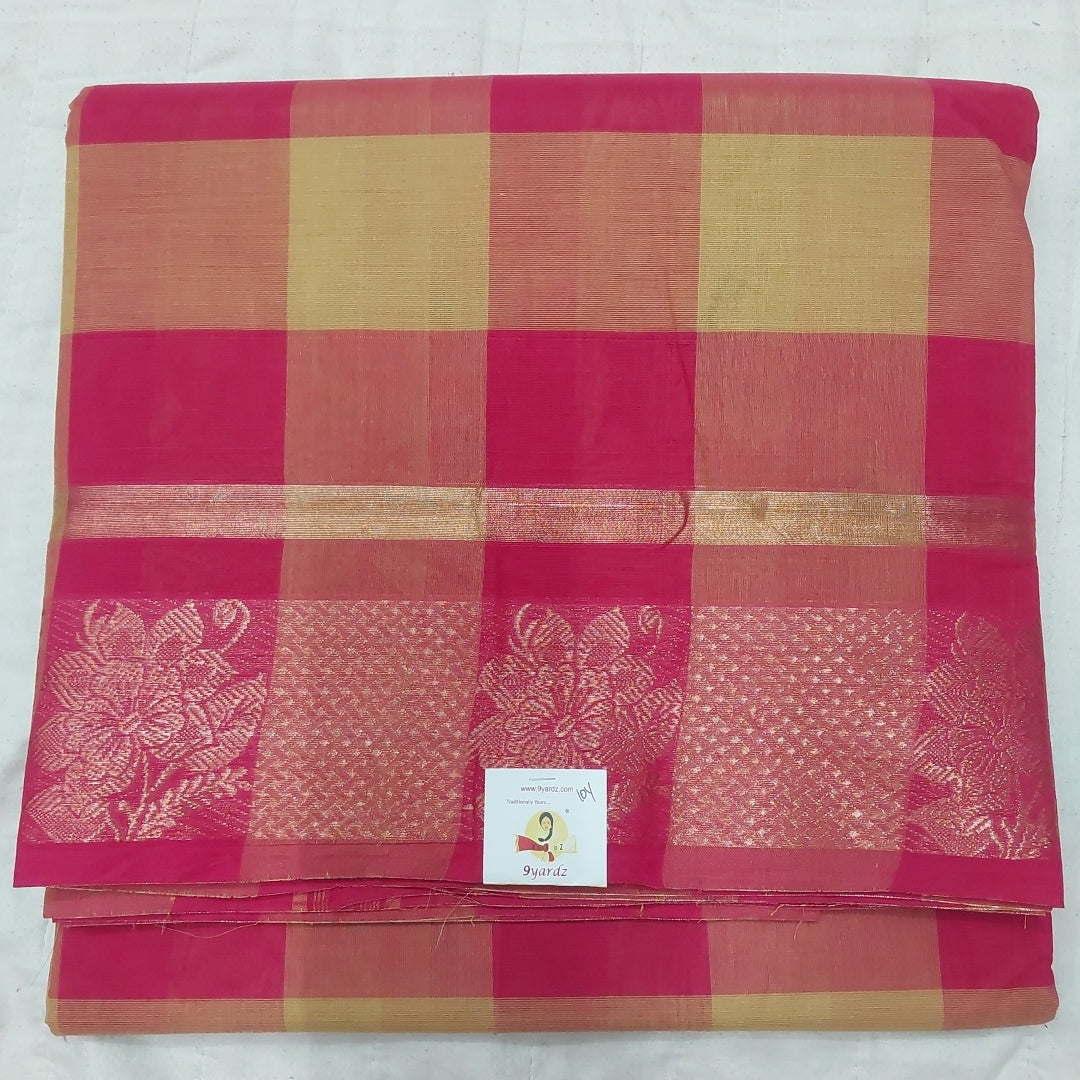 Arupukottai cotton checked 10yards madisar with matching blouse bit