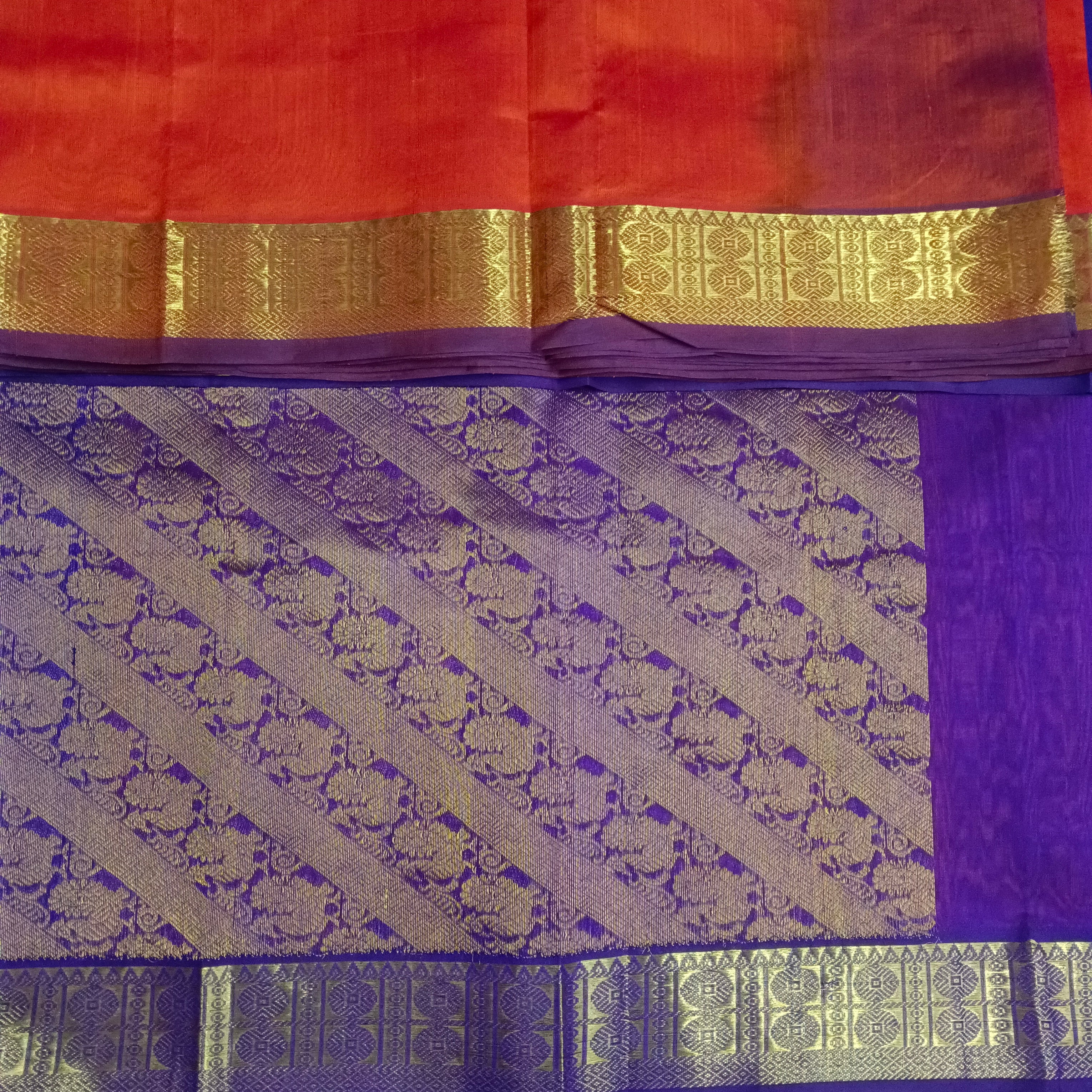 Pure silk cotton- Reverse Pallu- Semi Korvai