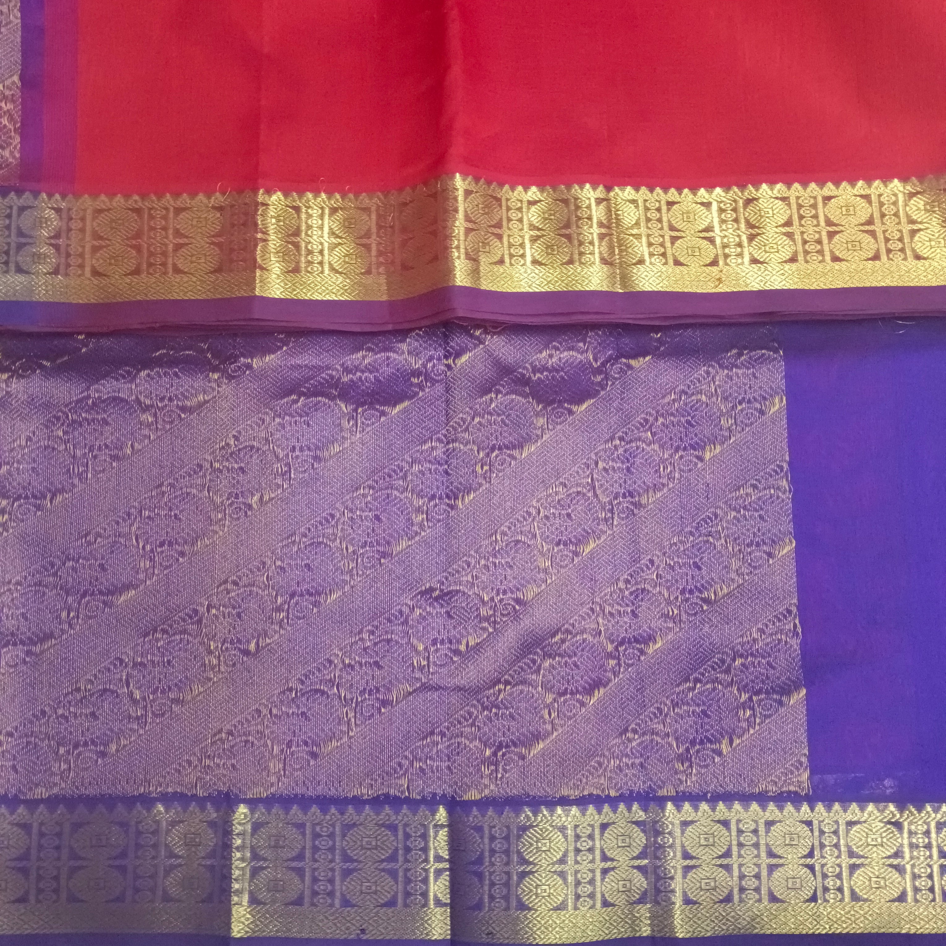 Pure silk cotton- Reverse Pallu- Semi Korvai