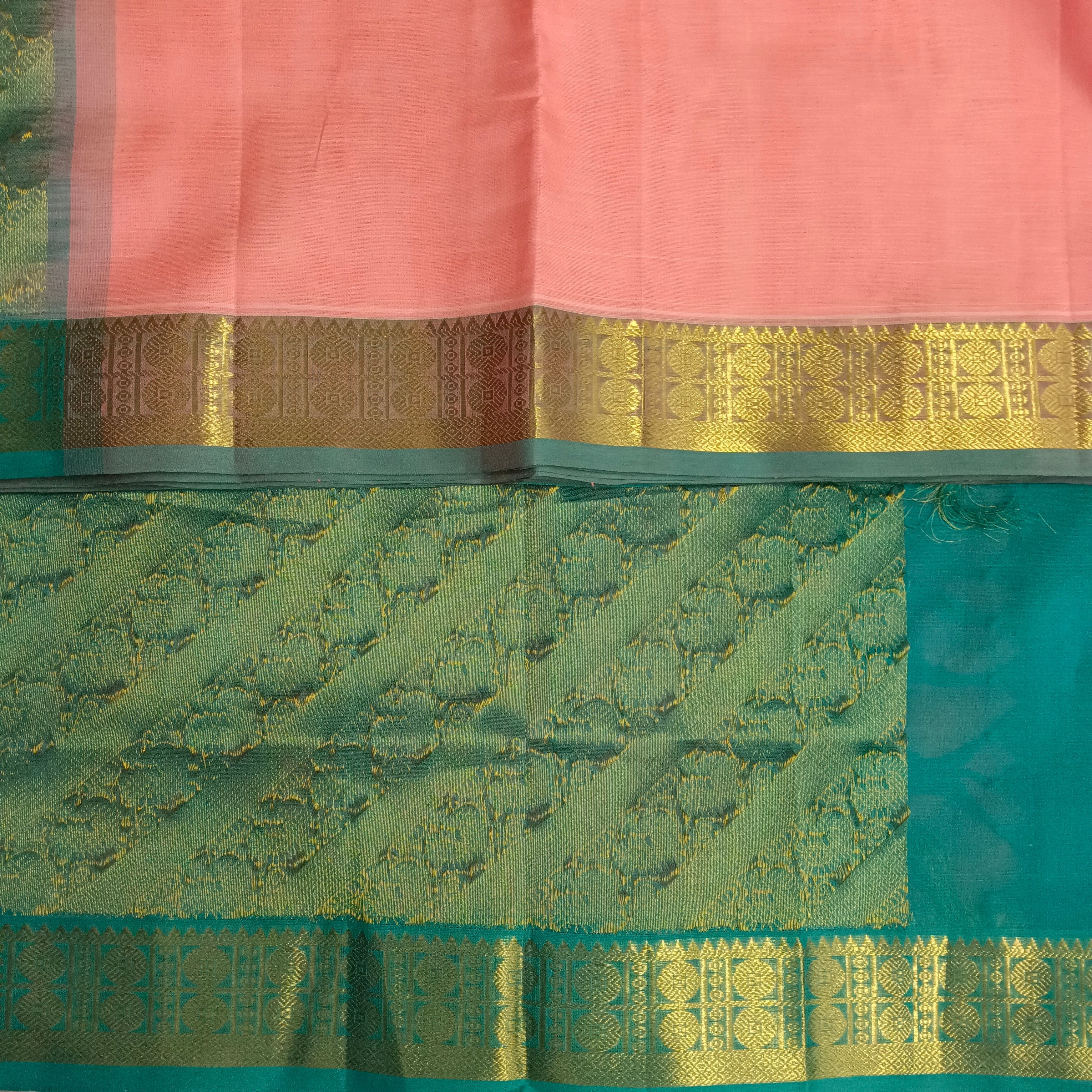 Pure silk cotton- Reverse Pallu- Semi Korvai