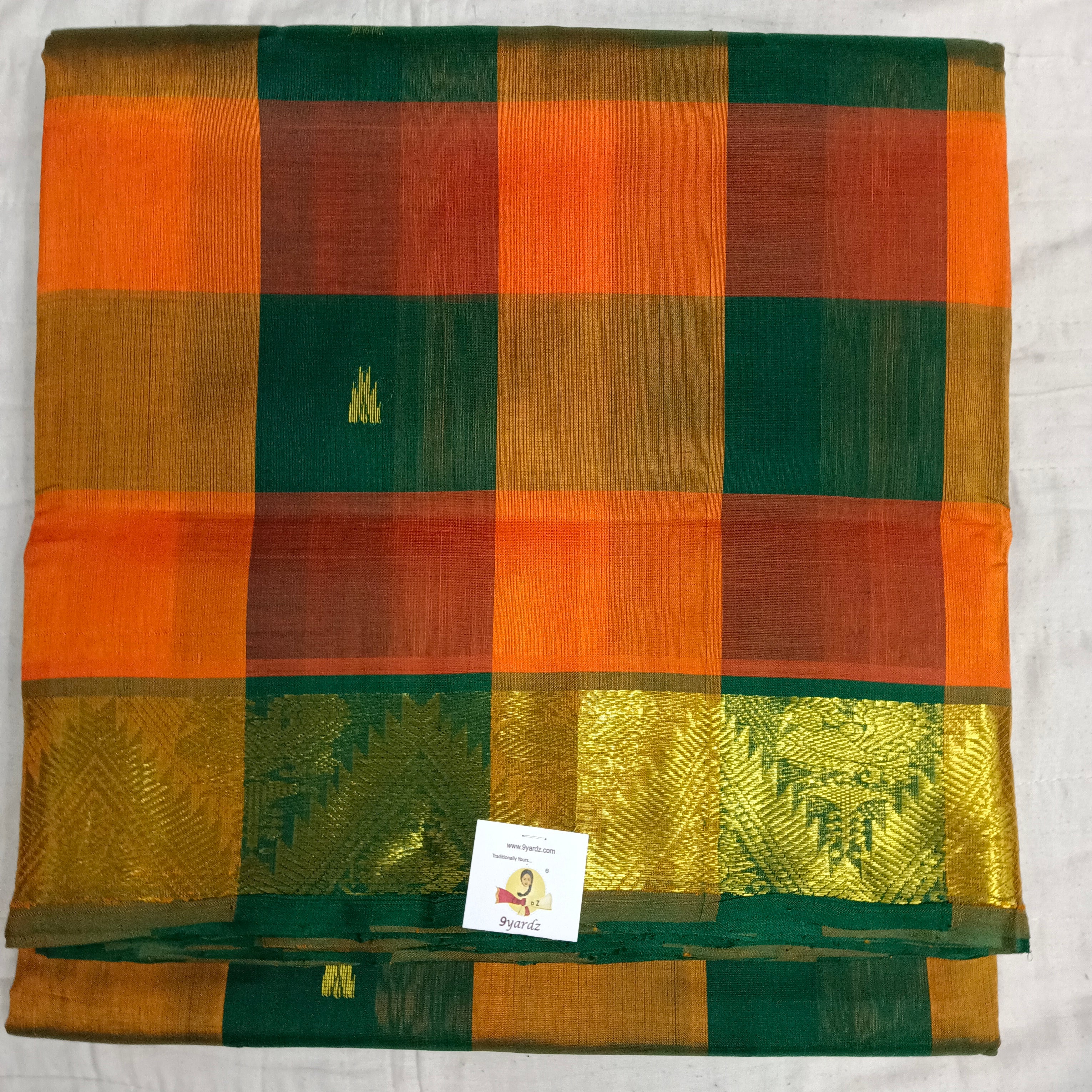 Pure silk cotton- pazhum pazhamum kattam with butta, 10yards (madisar)