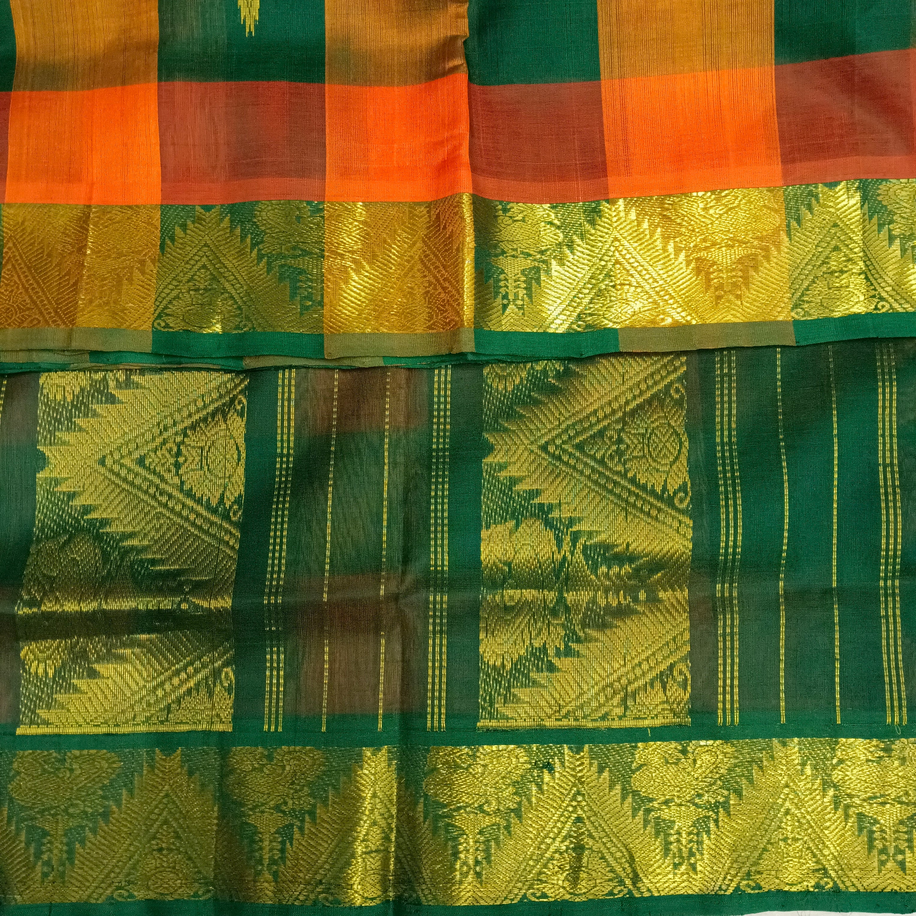 Pure silk cotton- pazhum pazhamum kattam with butta, 10yards (madisar)
