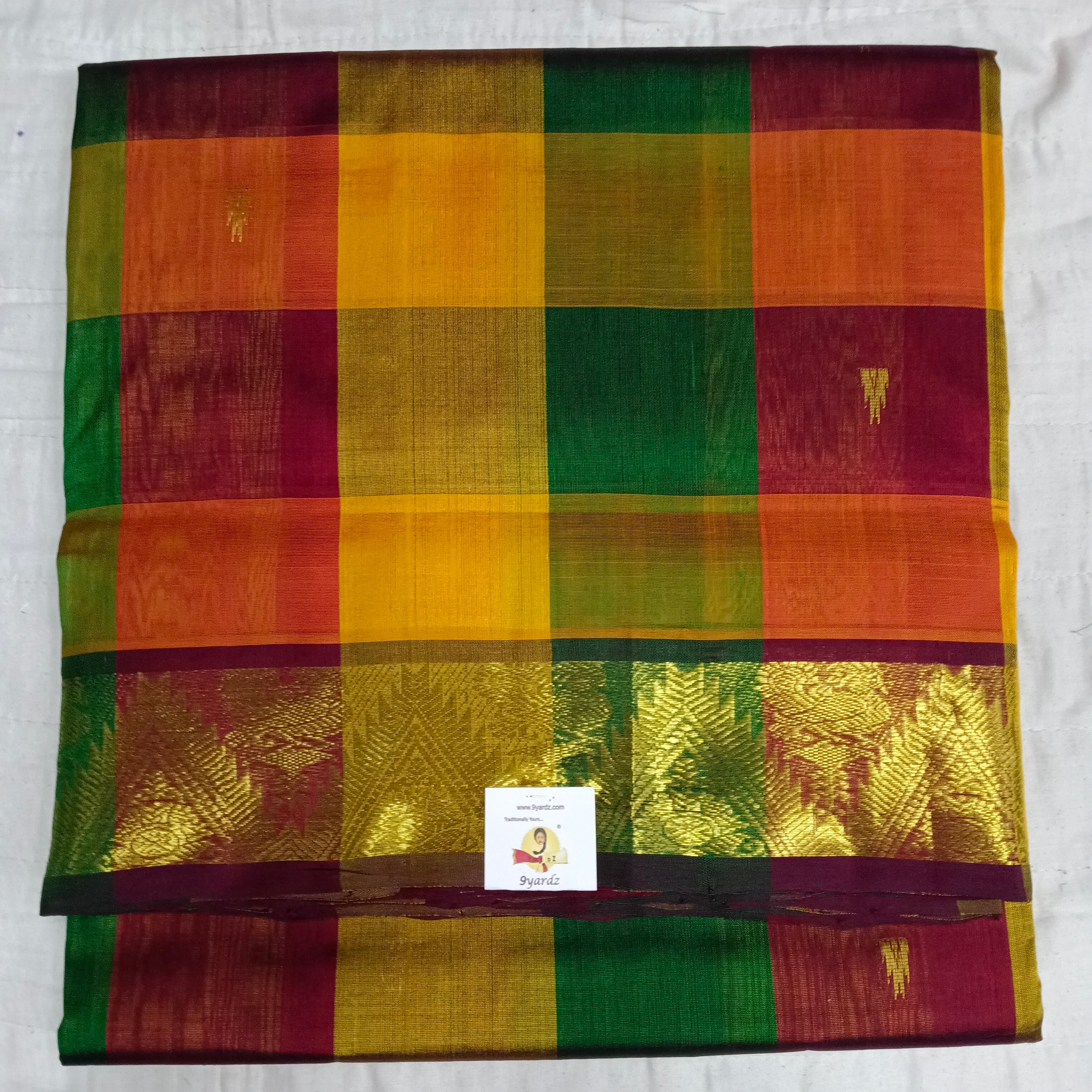 Pure silk cotton- pazhum pazhamum kattam with butta, 10yards (madisar)