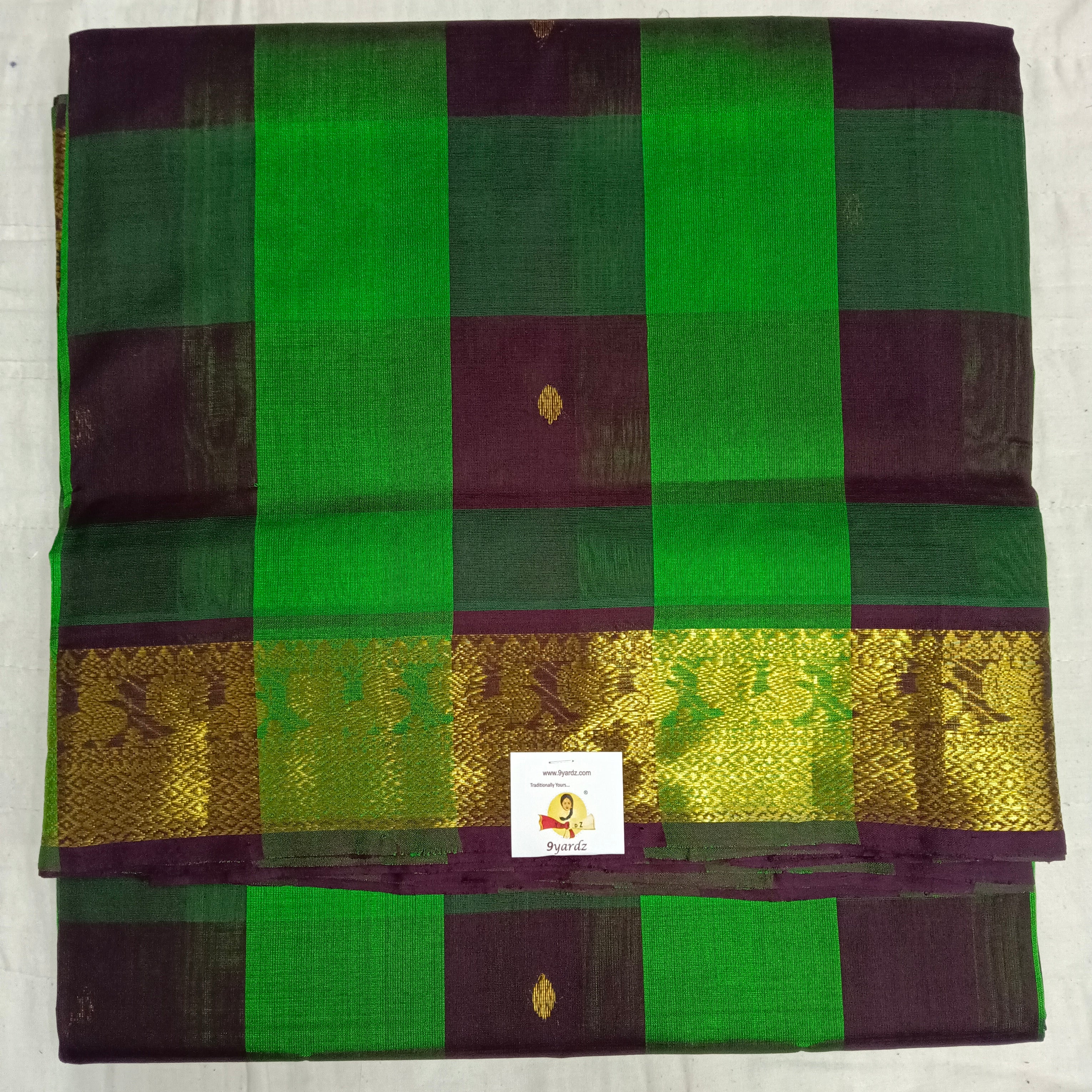 Pure silk cotton- pazhum pazhamum kattam with butta, 10yards (madisar)