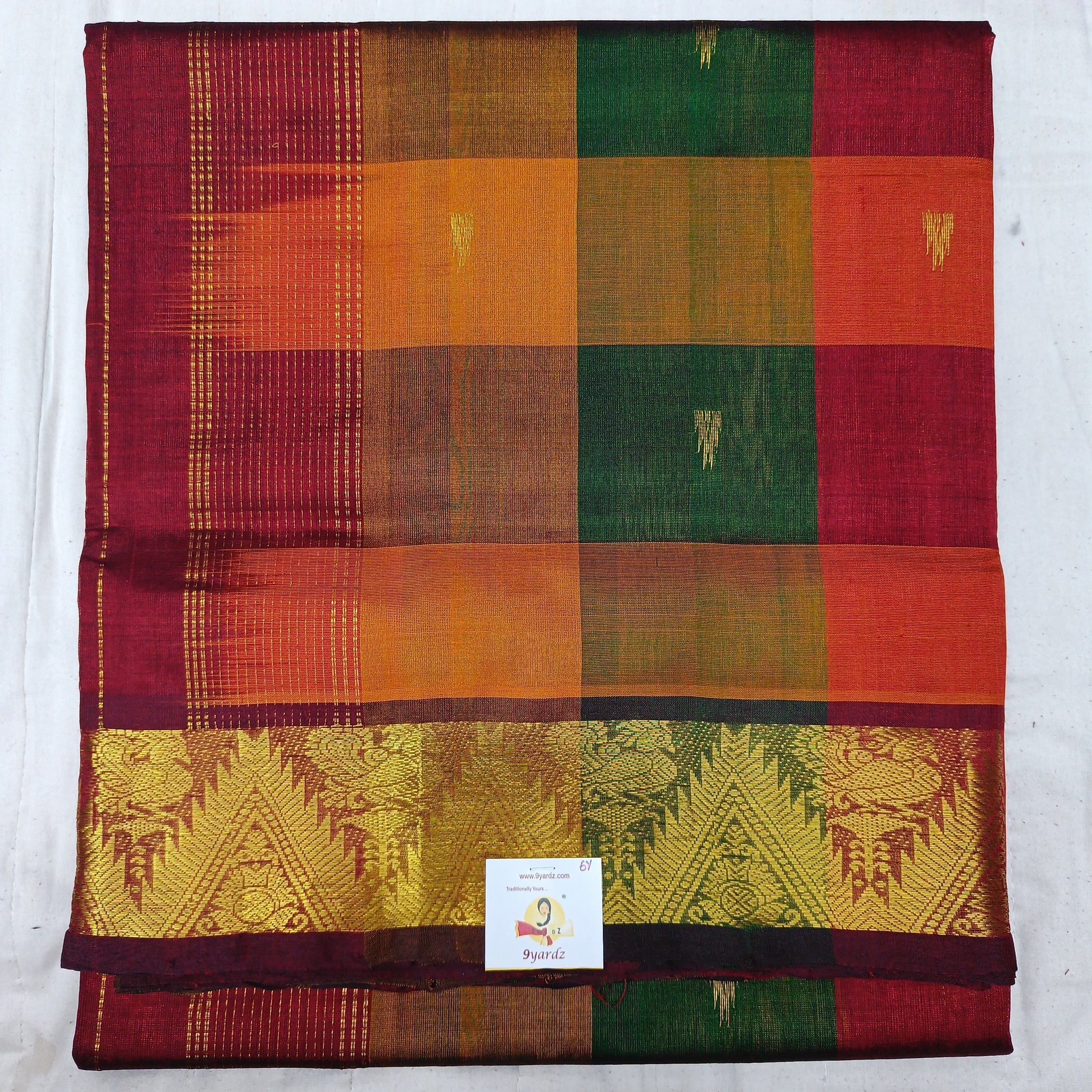 Pure silk cotton zari Pazhum Pazhamum Check
