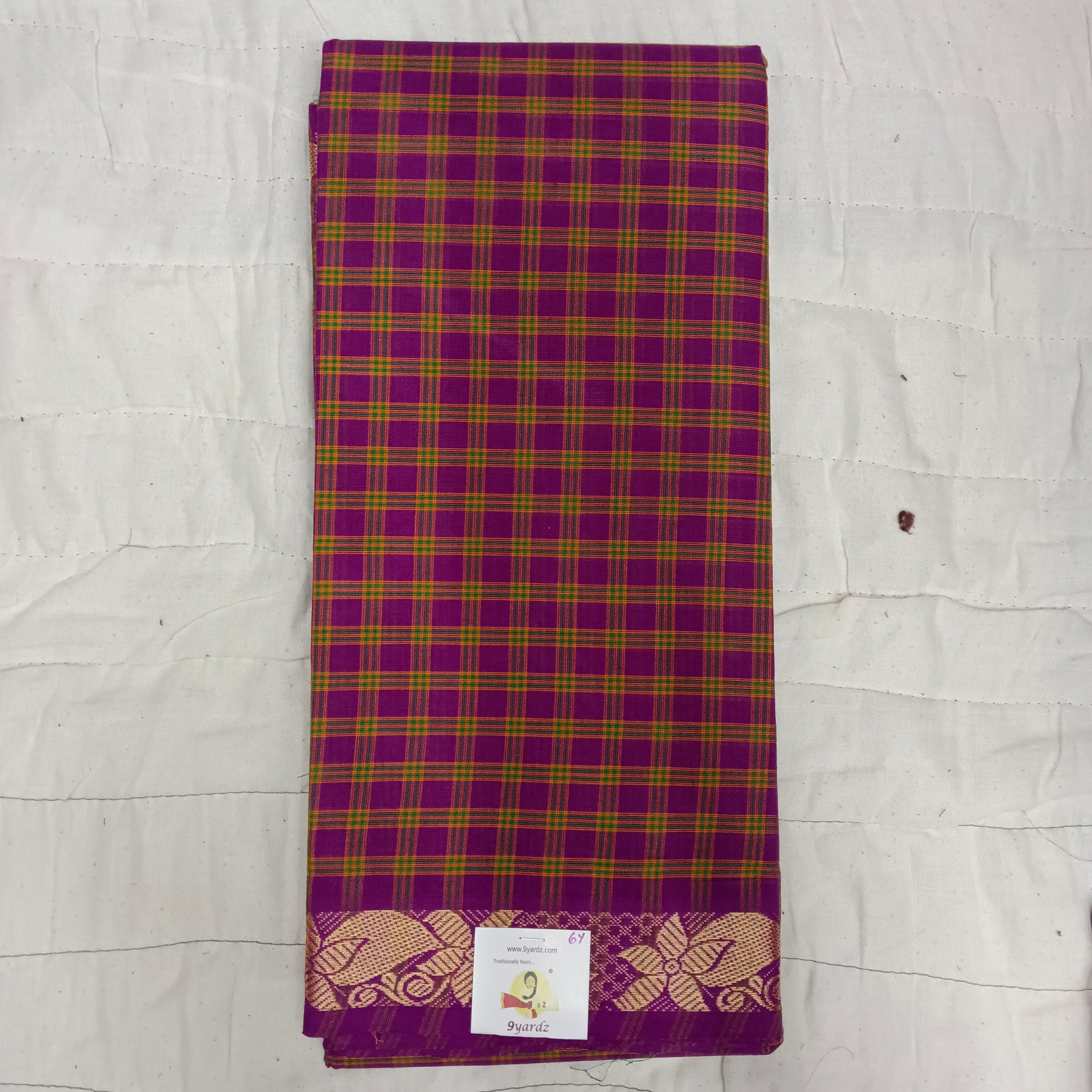 Chettinadu cotton checked 6 yardz