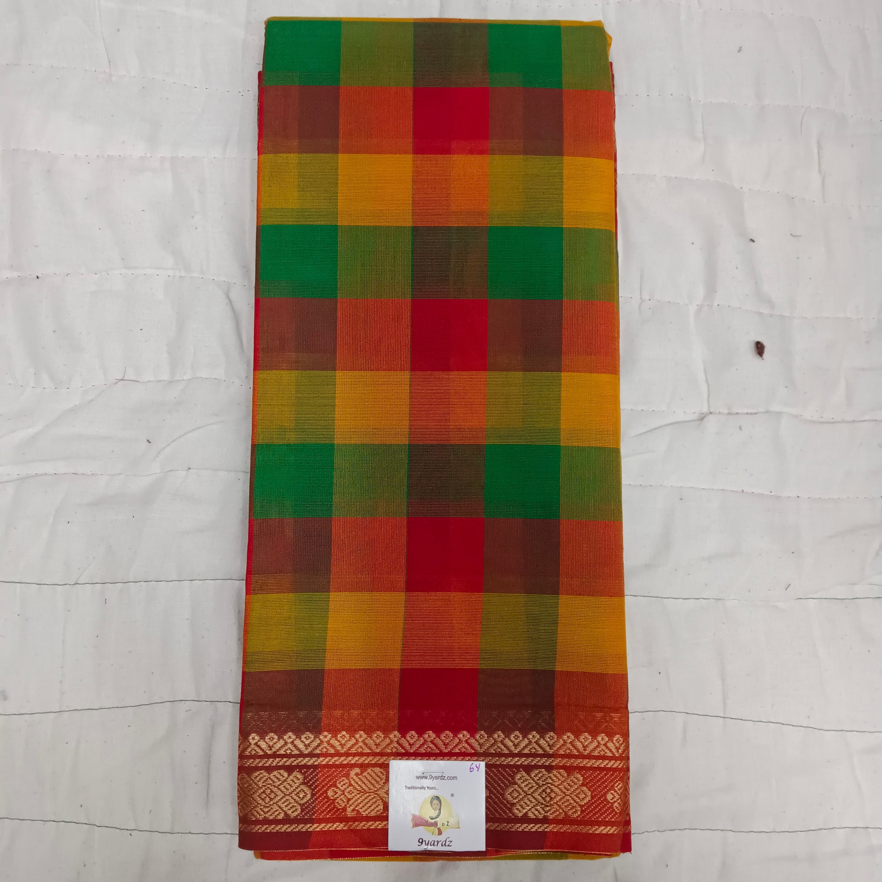 Chettinadu cotton checked 6 yardz