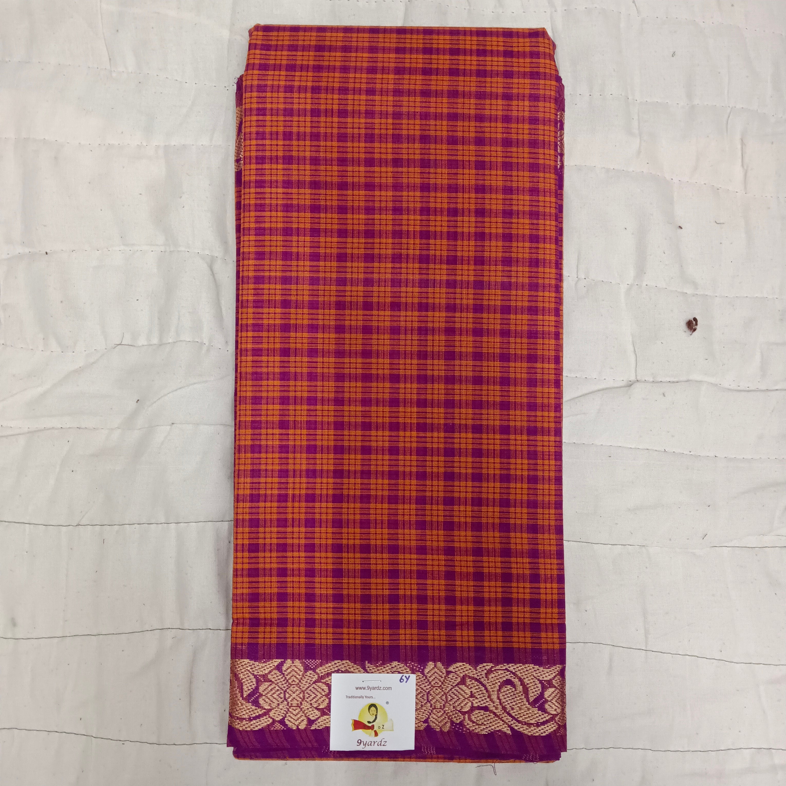 Chettinadu cotton checked 6 yardz