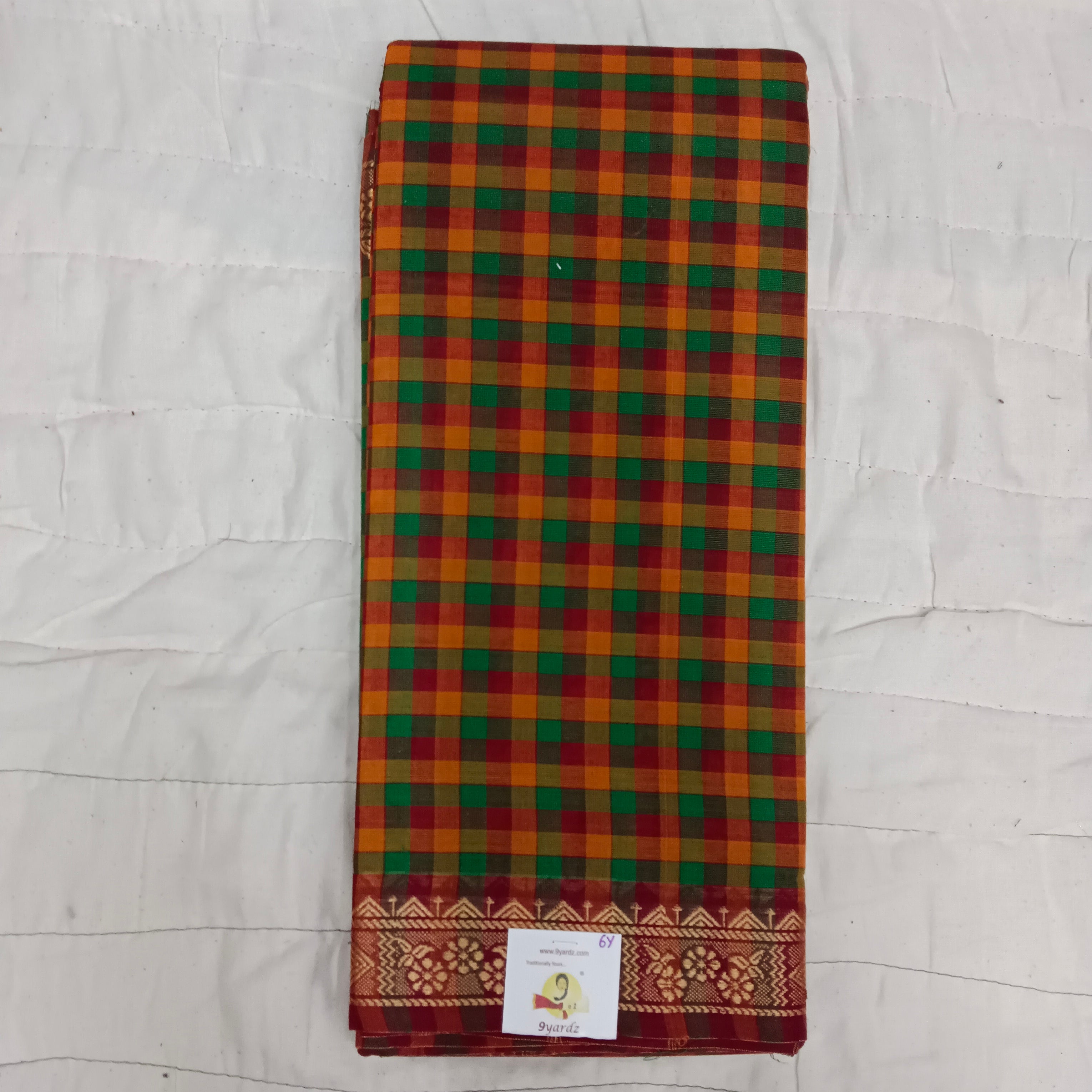 Chettinadu cotton checked 6 yardz