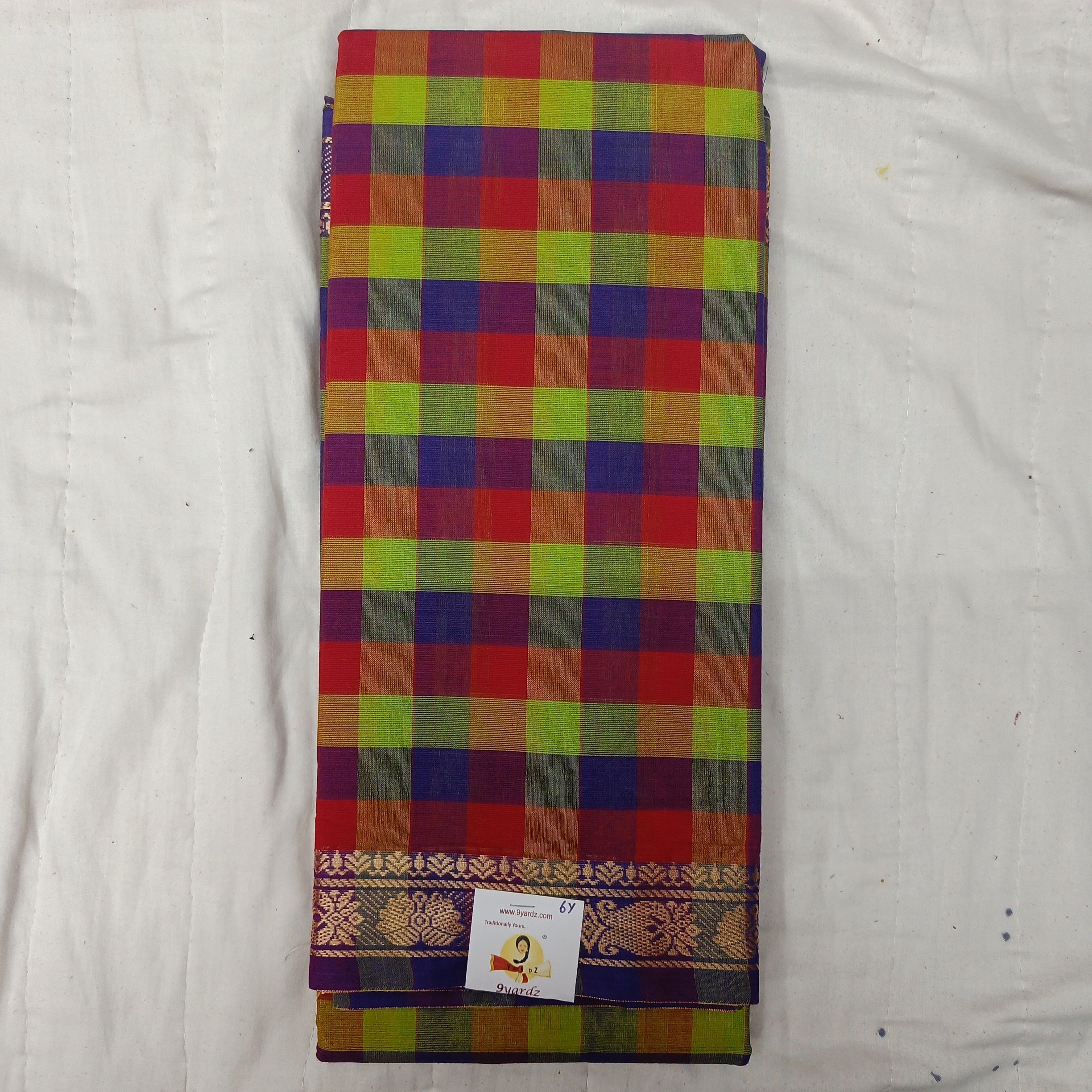Chettinadu cotton checked 6 yardz