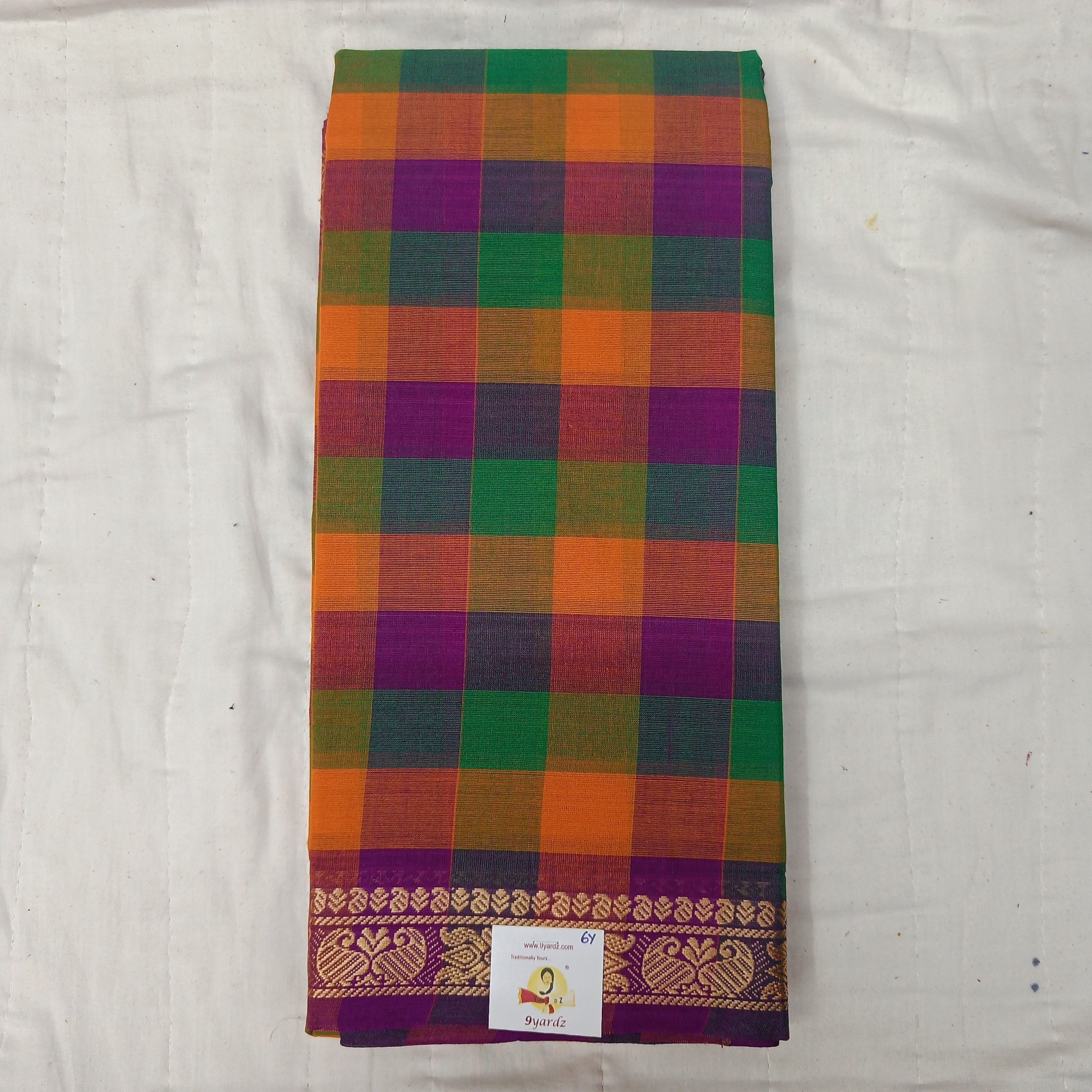 Chettinadu cotton checked 6 yardz