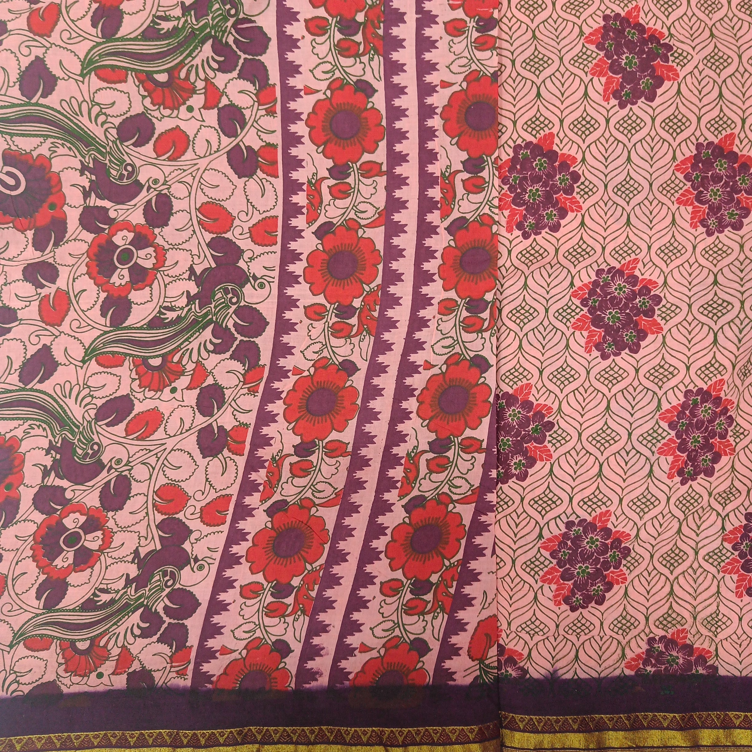Kalamkari Printed Sungudi 10.5 yards