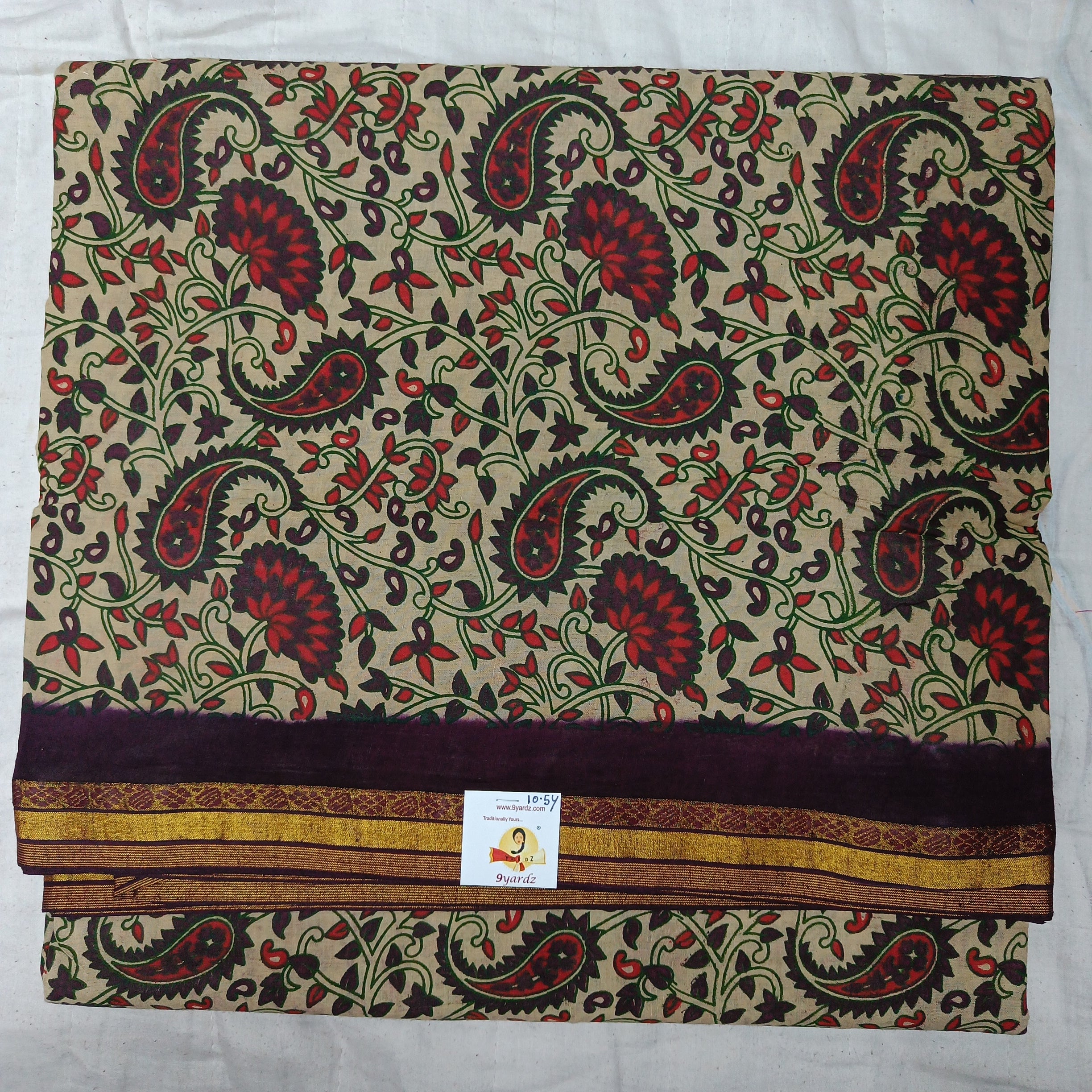 Kalamkari Printed Sungudi 10.5 yards