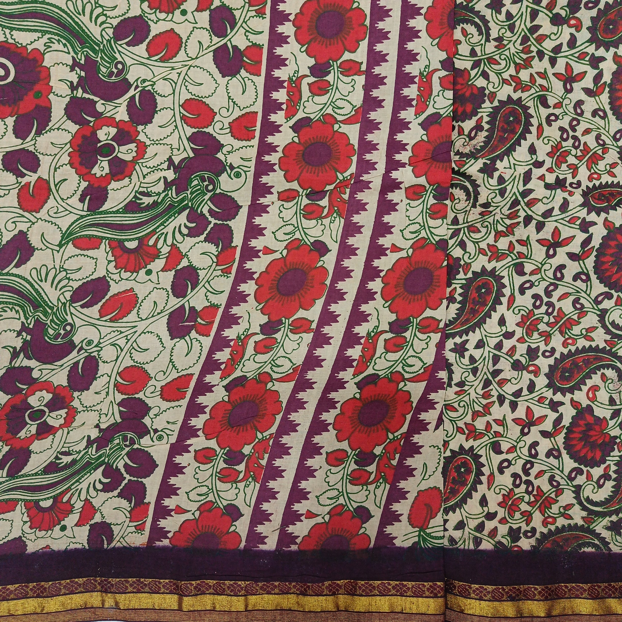 Kalamkari Printed Sungudi 10.5 yards