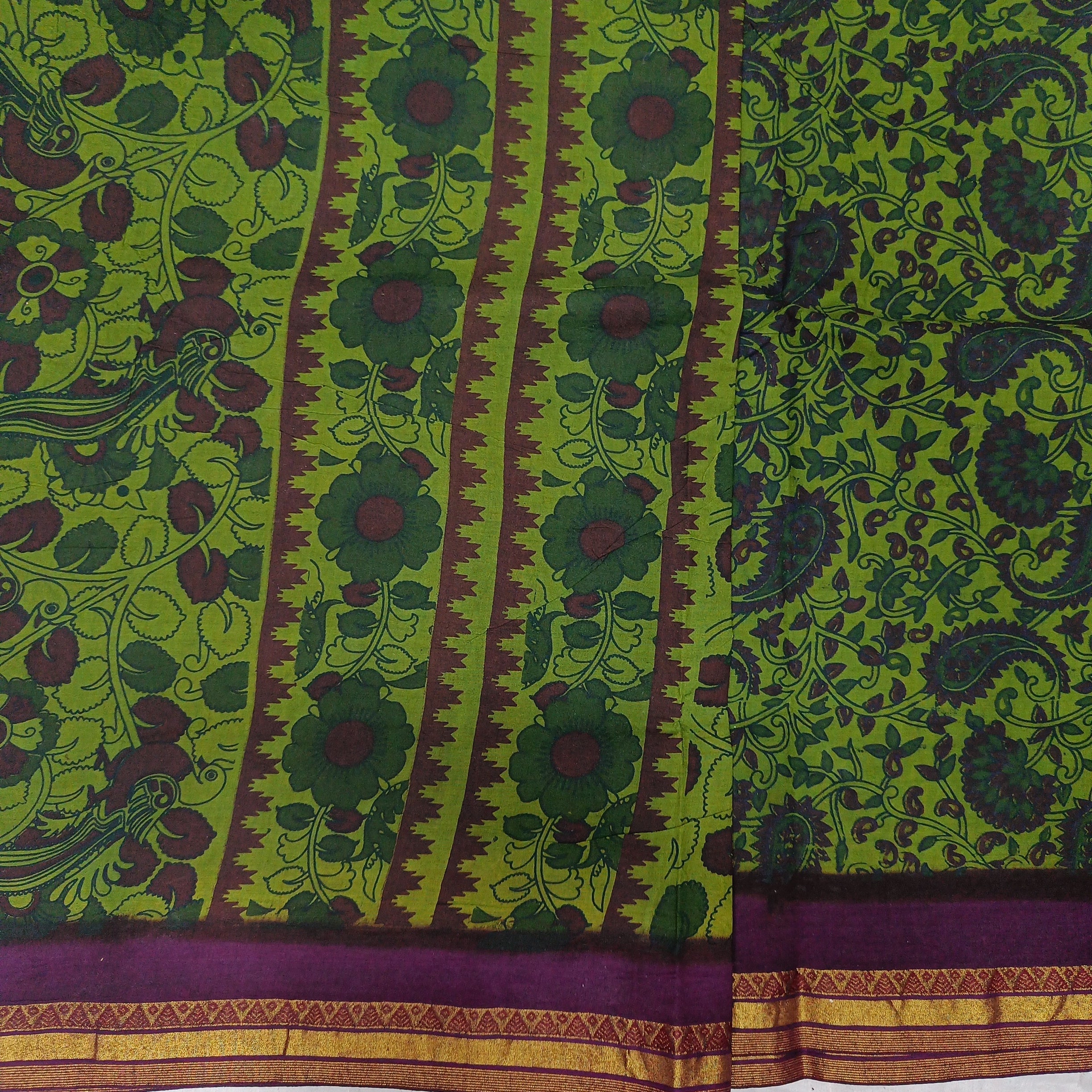 Kalamkari Printed Sungudi 10.5 yards