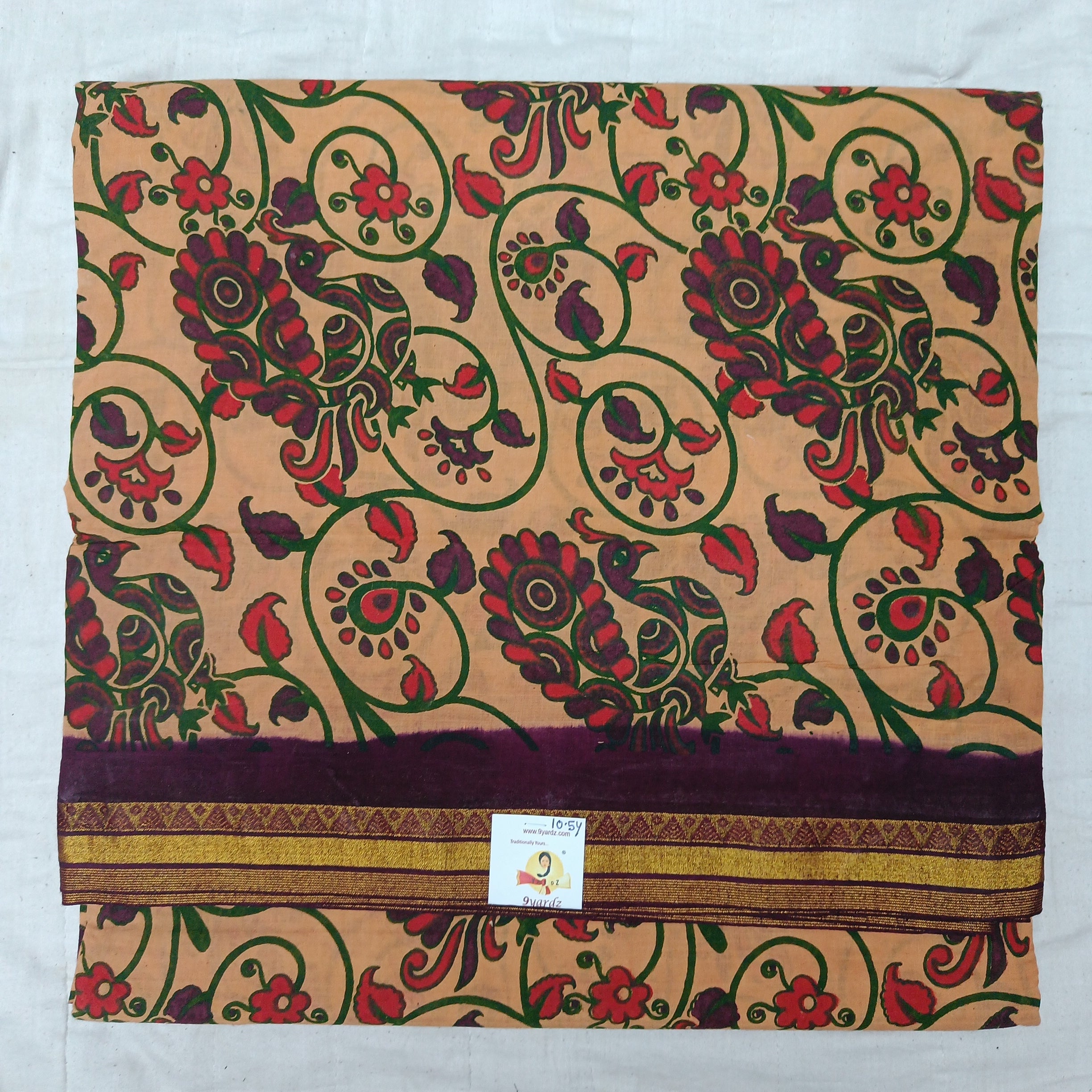 Kalamkari Printed Sungudi 10.5 yards