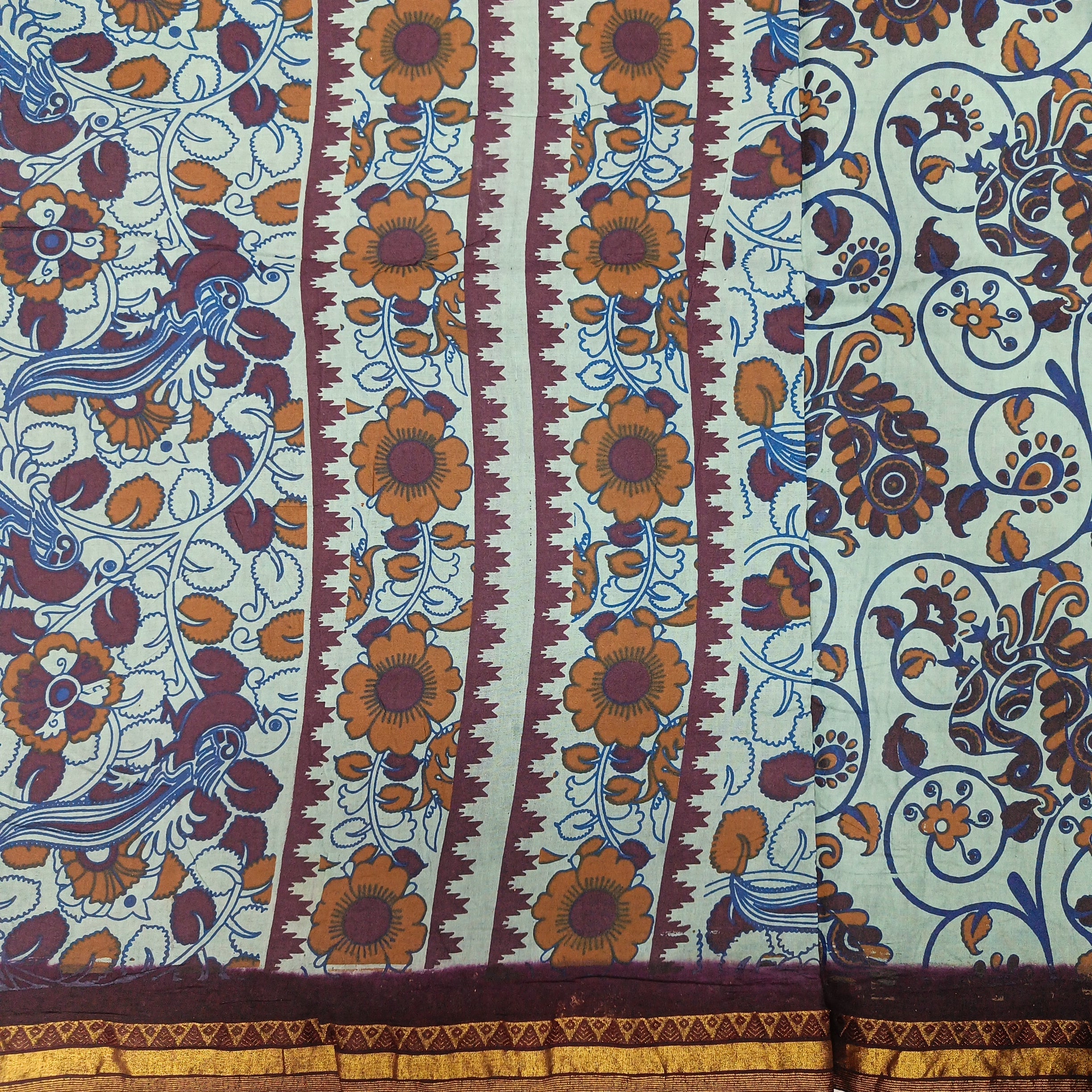 Kalamkari Printed Sungudi 10.5 yards