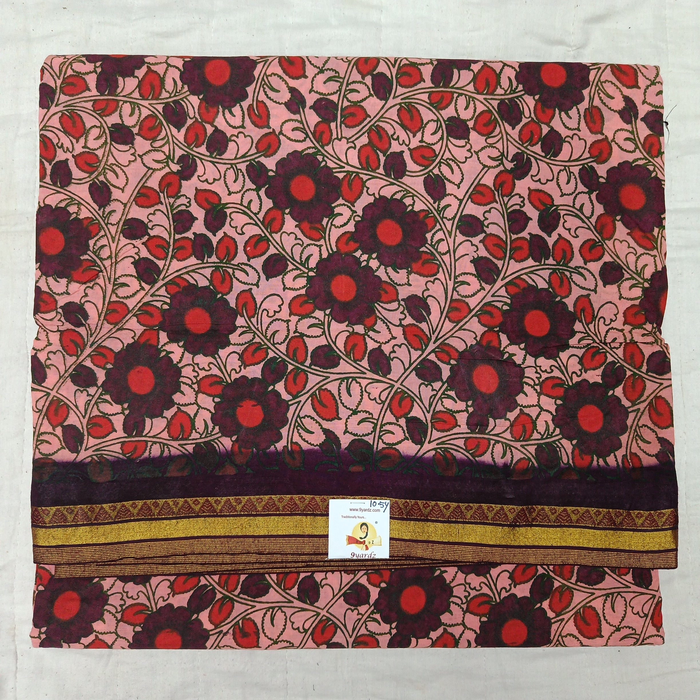 Kalamkari Printed Sungudi 10.5 yards