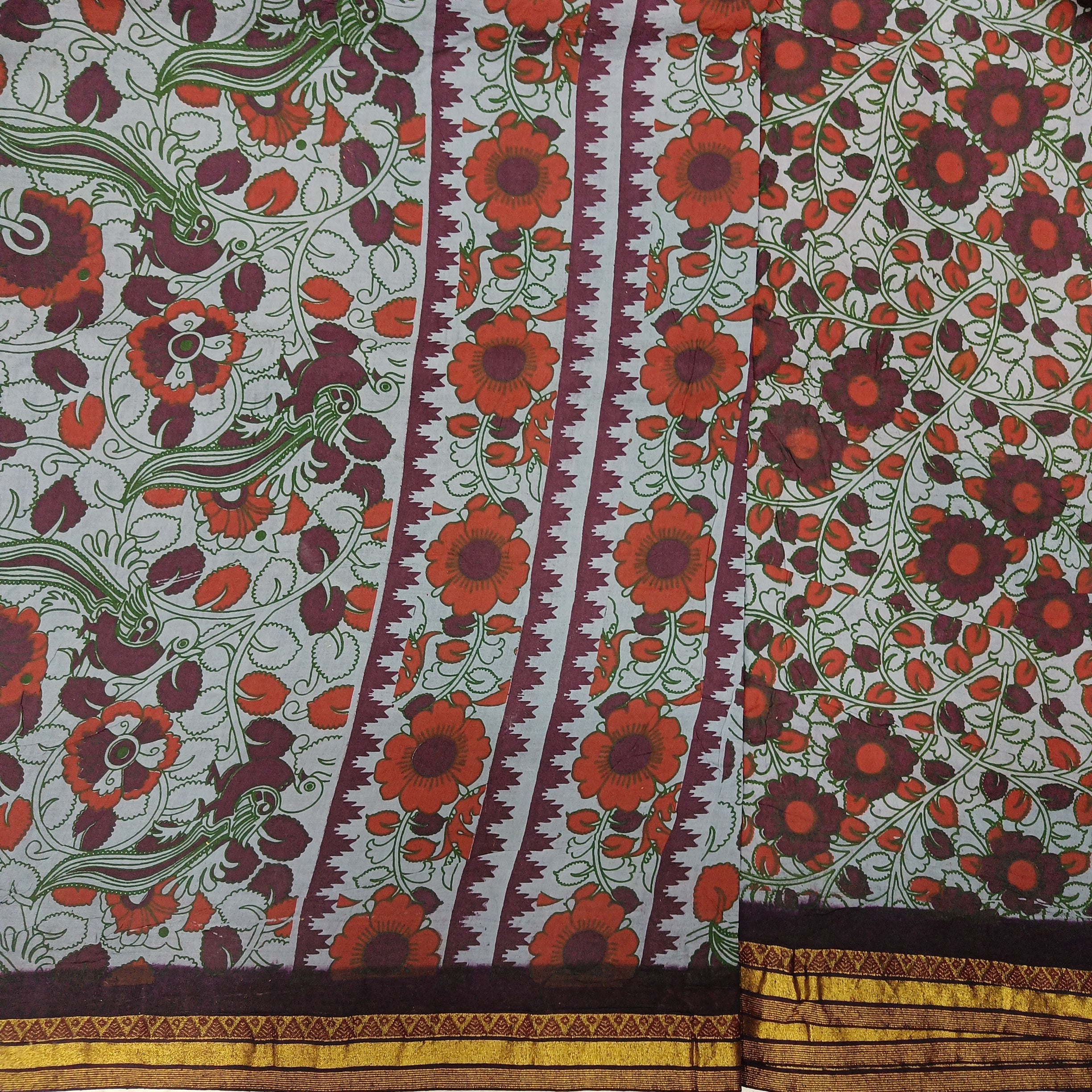 Kalamkari Printed Sungudi 10.5 yards