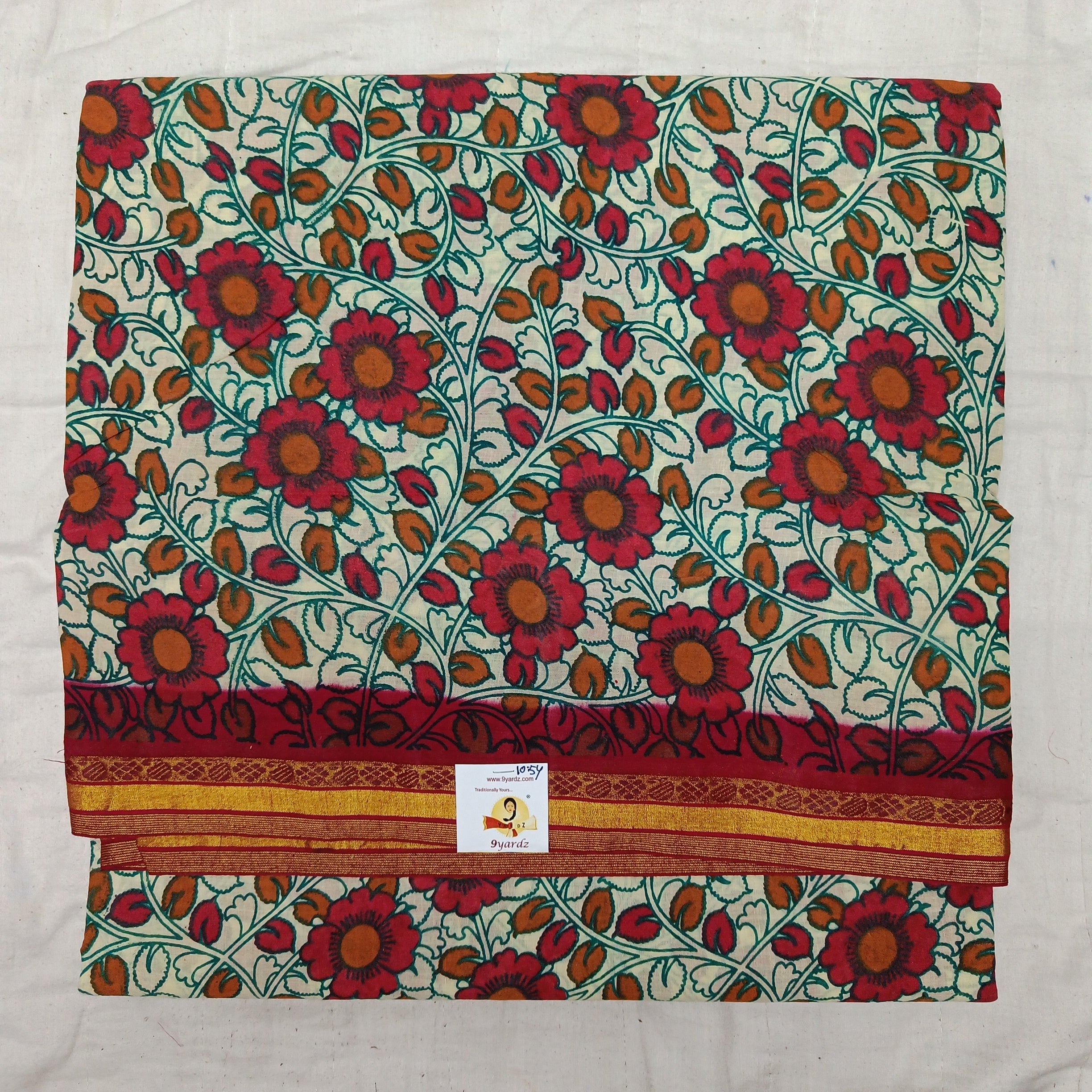 Kalamkari Printed Sungudi 10.5 yards