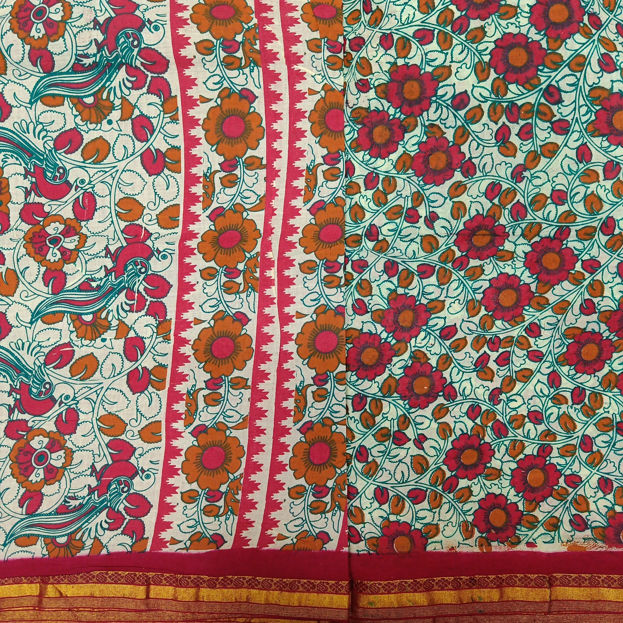 Kalamkari Printed Sungudi 10.5 yards