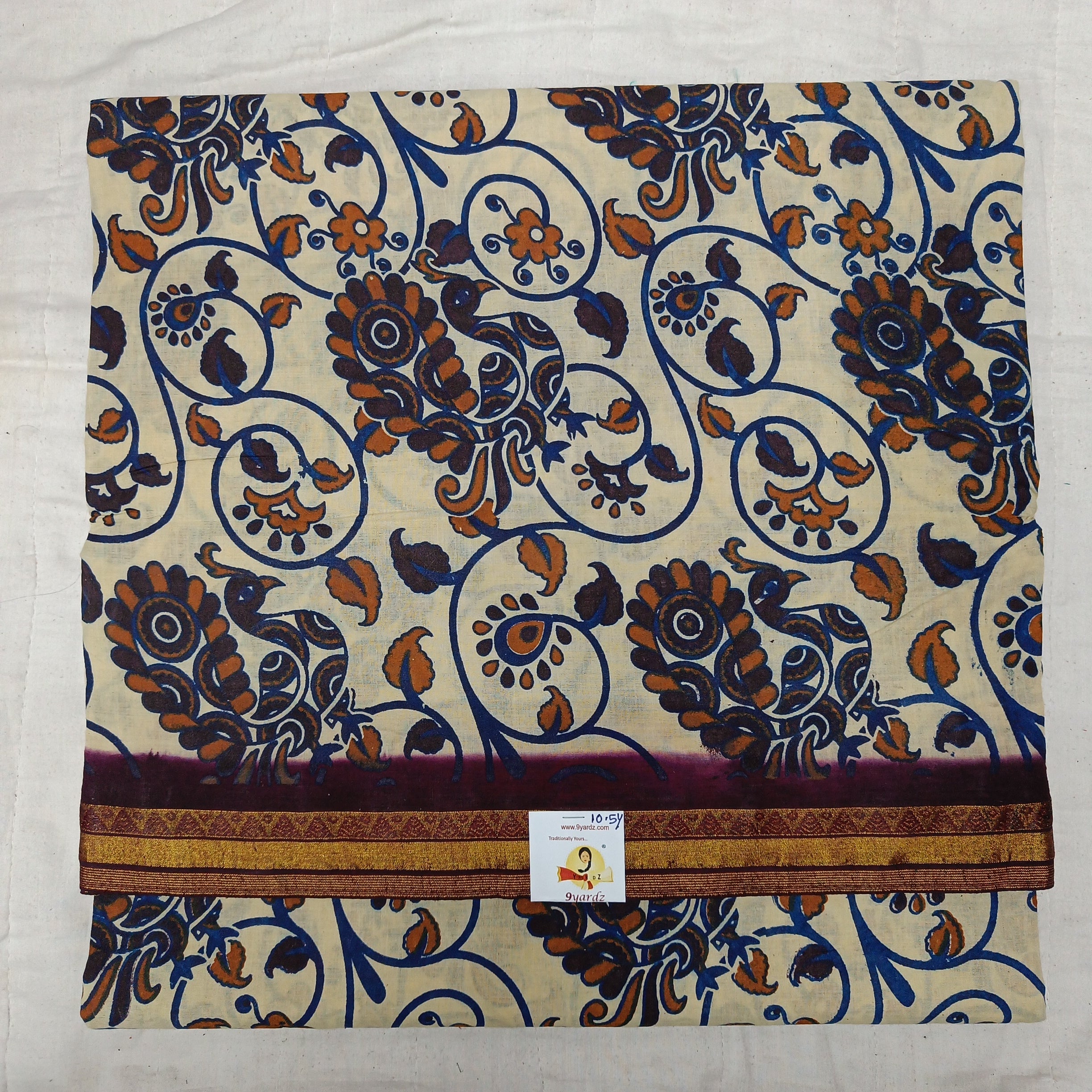 Kalamkari Printed Sungudi 10.5 yards