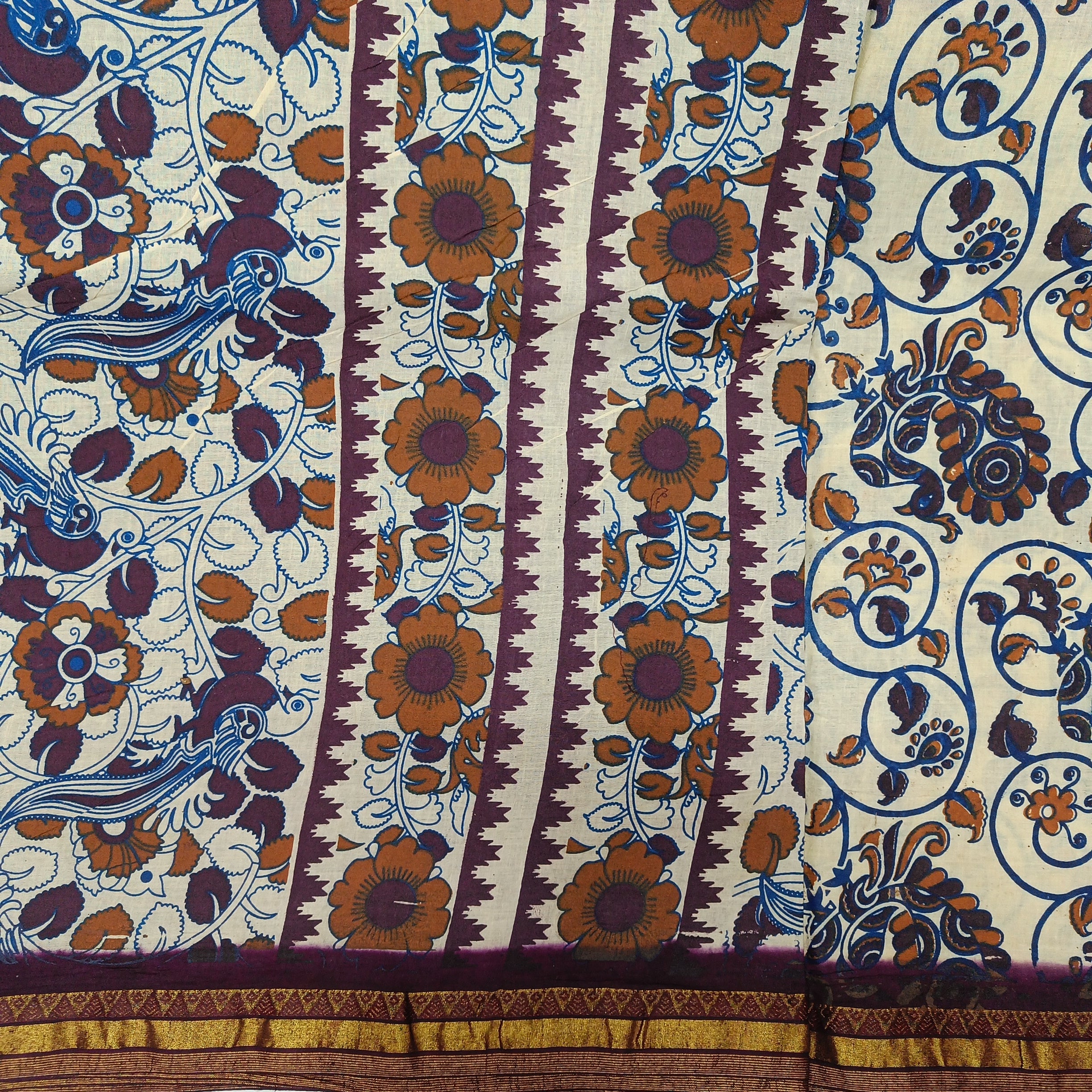 Kalamkari Printed Sungudi 10.5 yards
