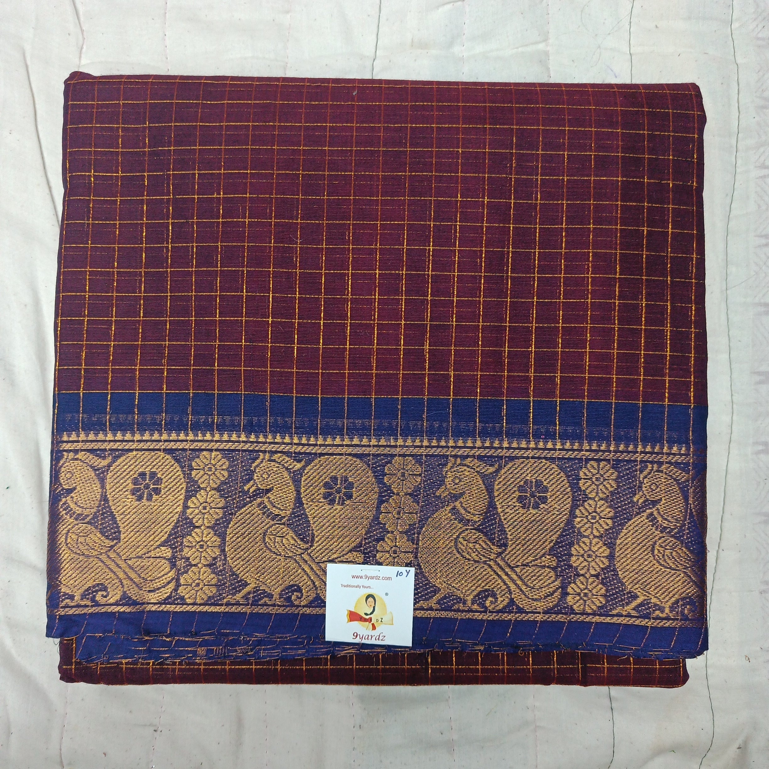 Arupukottai cotton checked 10 yards madisar