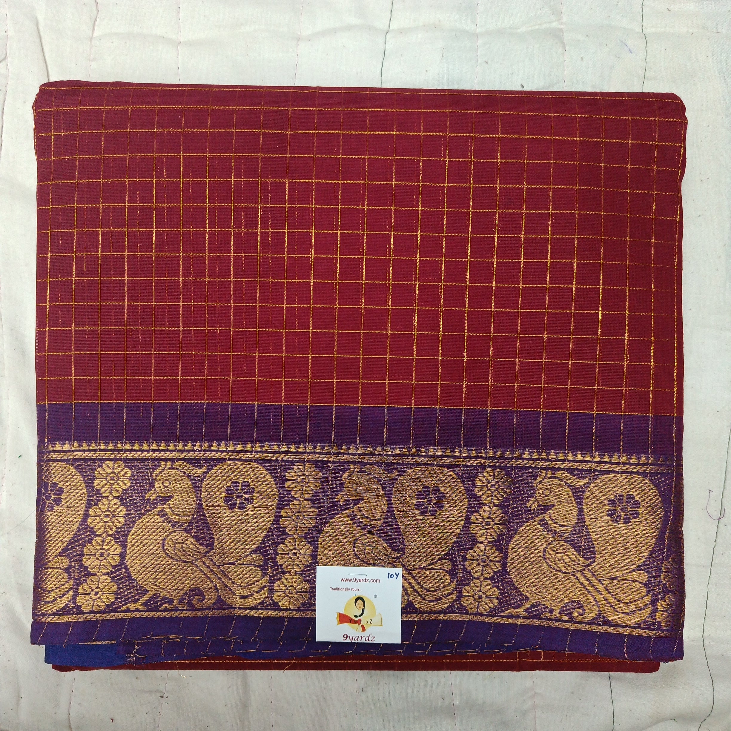 Arupukottai cotton checked 10 yards madisar