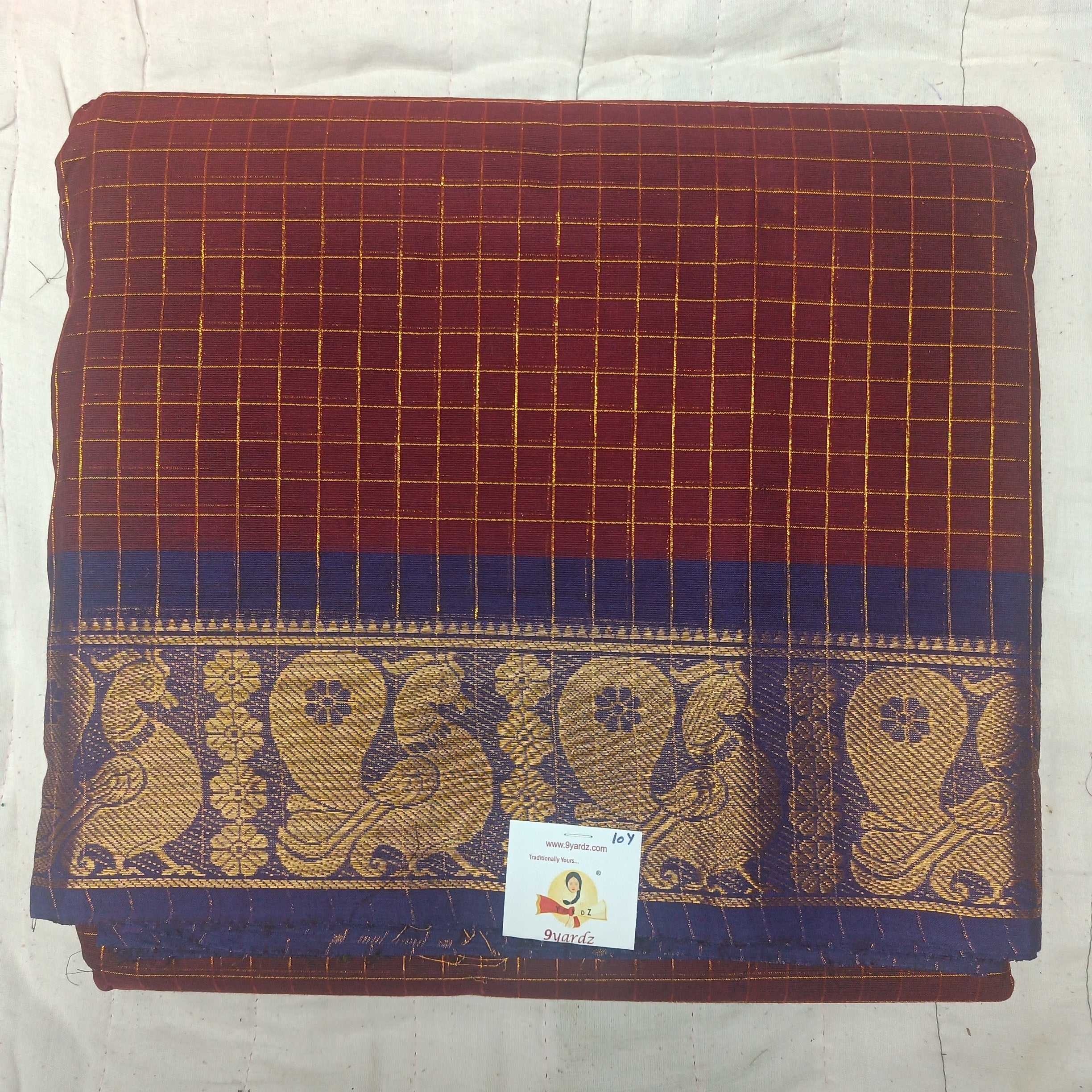 Arupukottai cotton checked 10 yards madisar