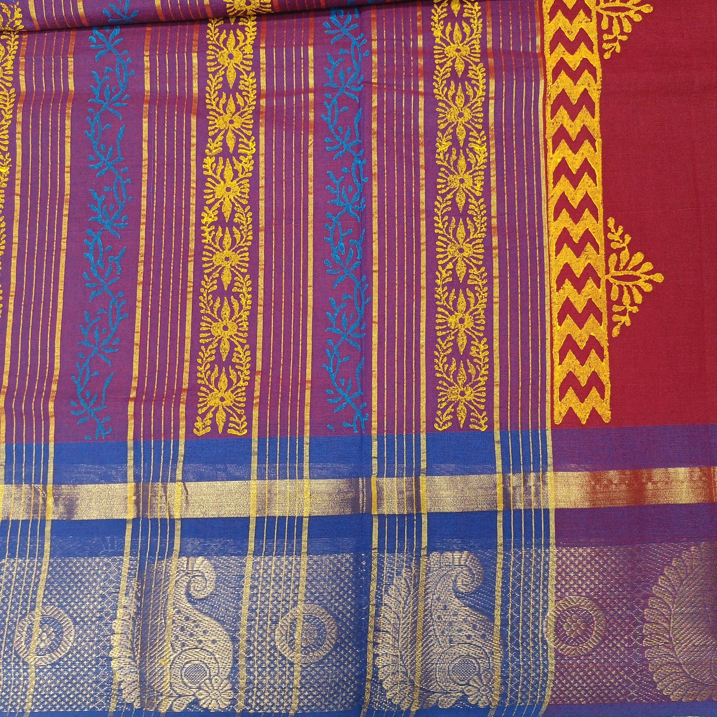Chettinadu cotton printed 6 yardz