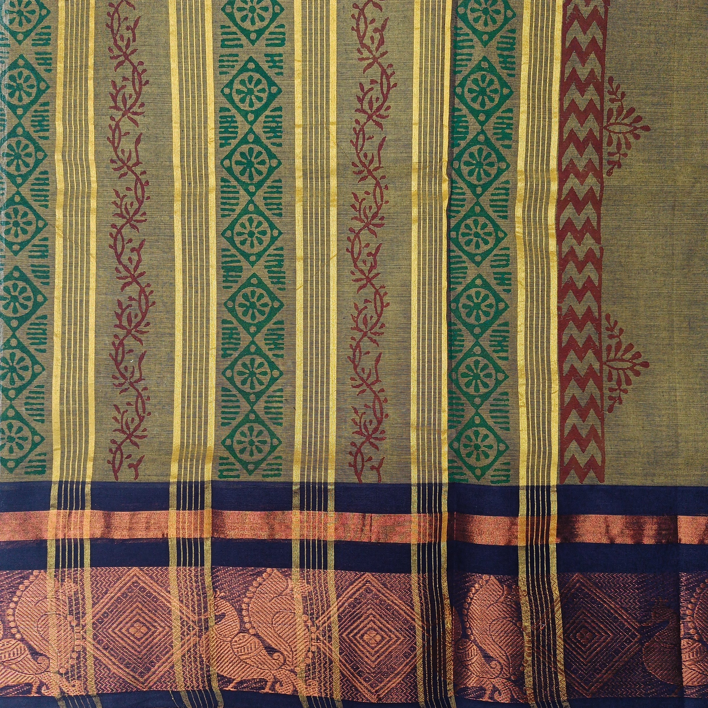 Chettinadu cotton printed 6 yardz
