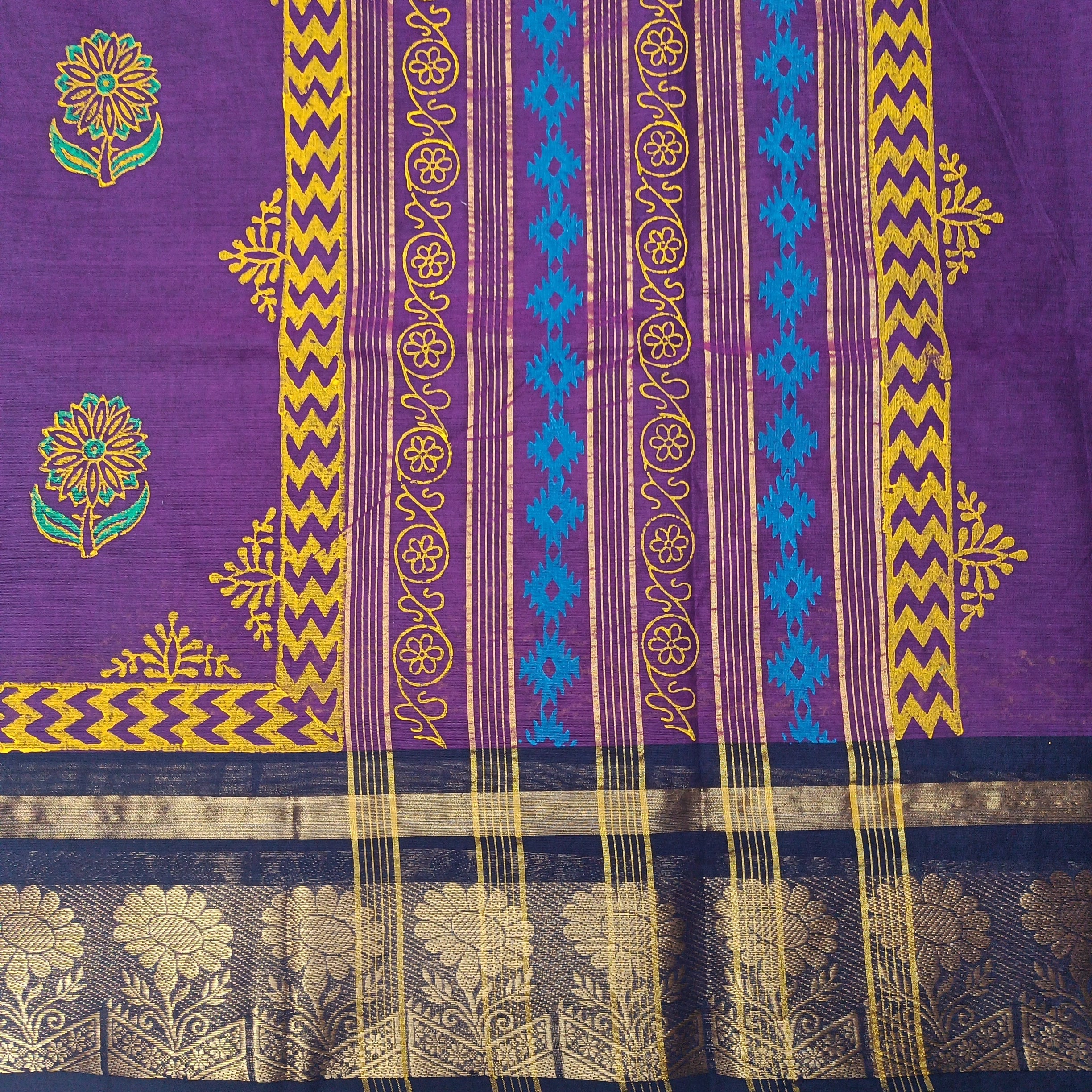 Chettinadu cotton printed 7 yardz