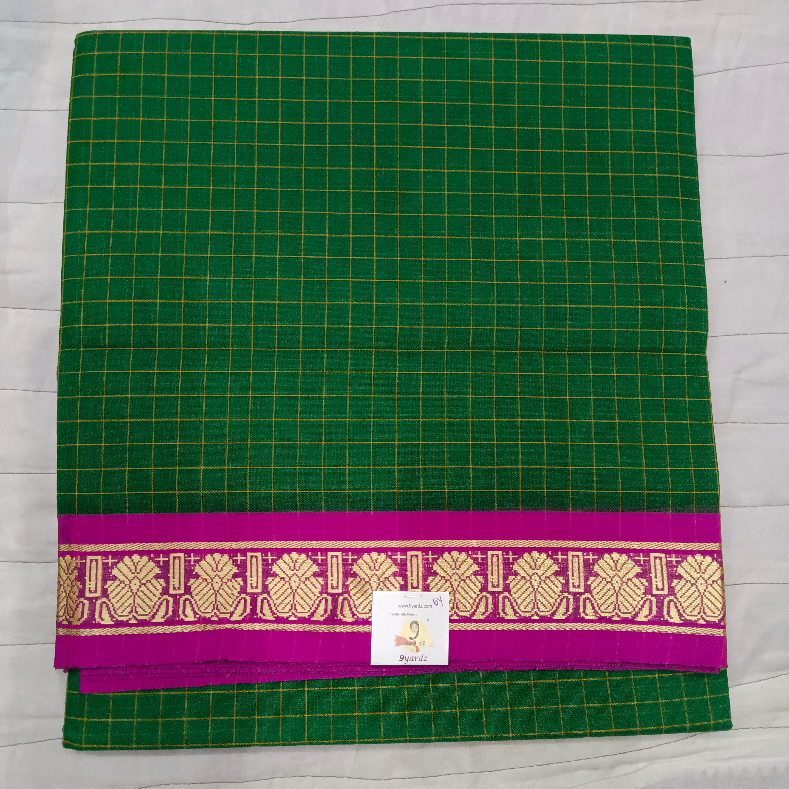Cotton checked saree 6yardz