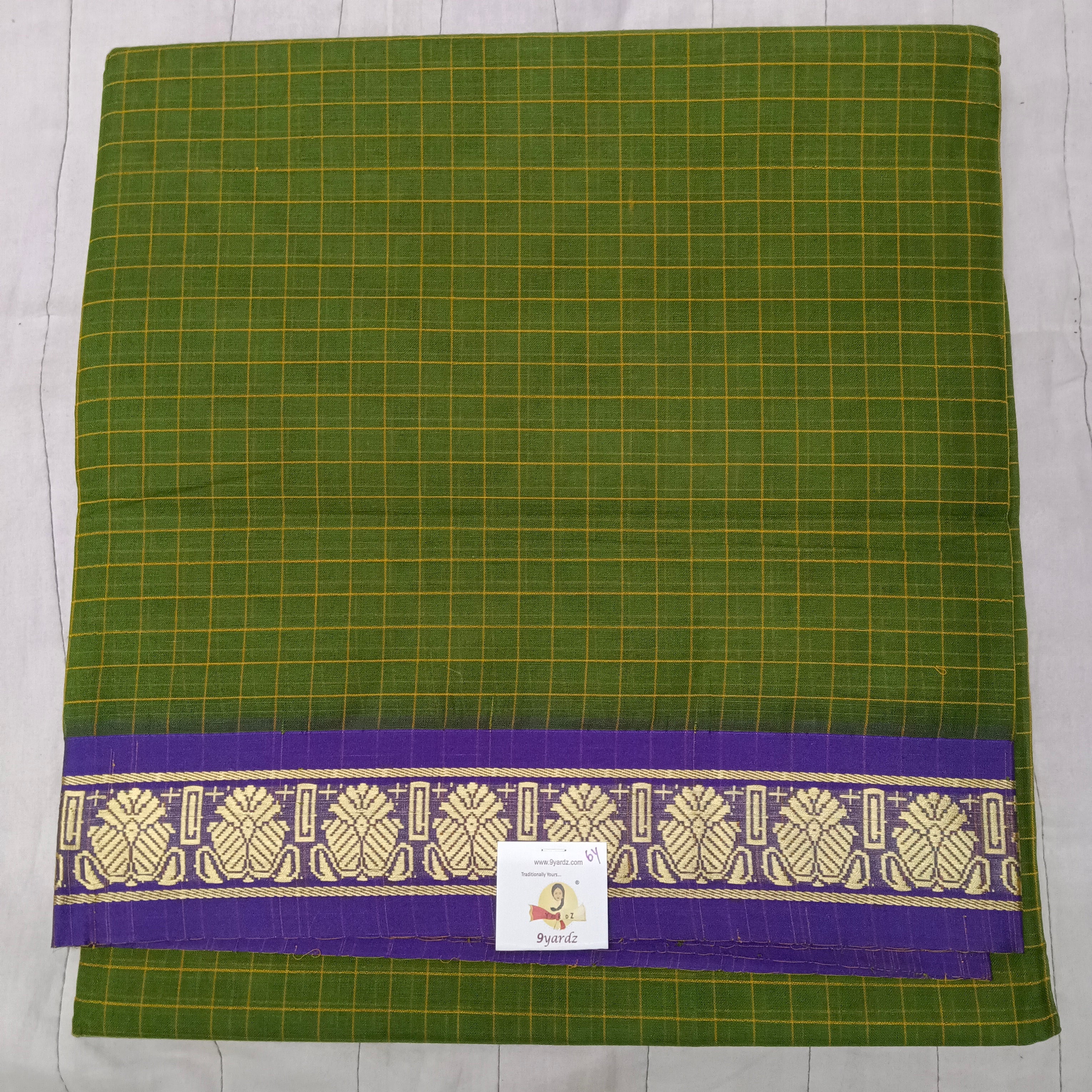 Cotton checked saree 6yardz