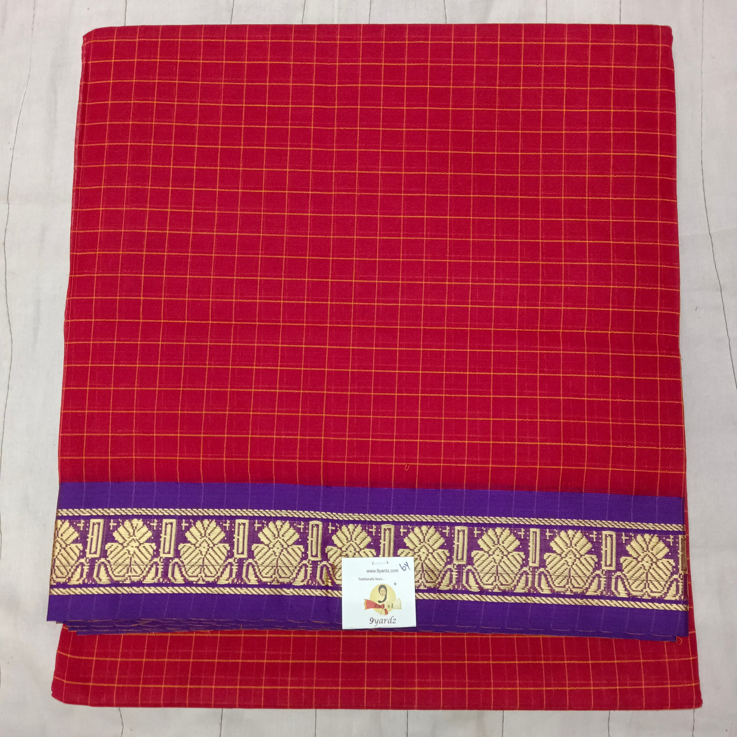 Cotton checked saree 6yardz