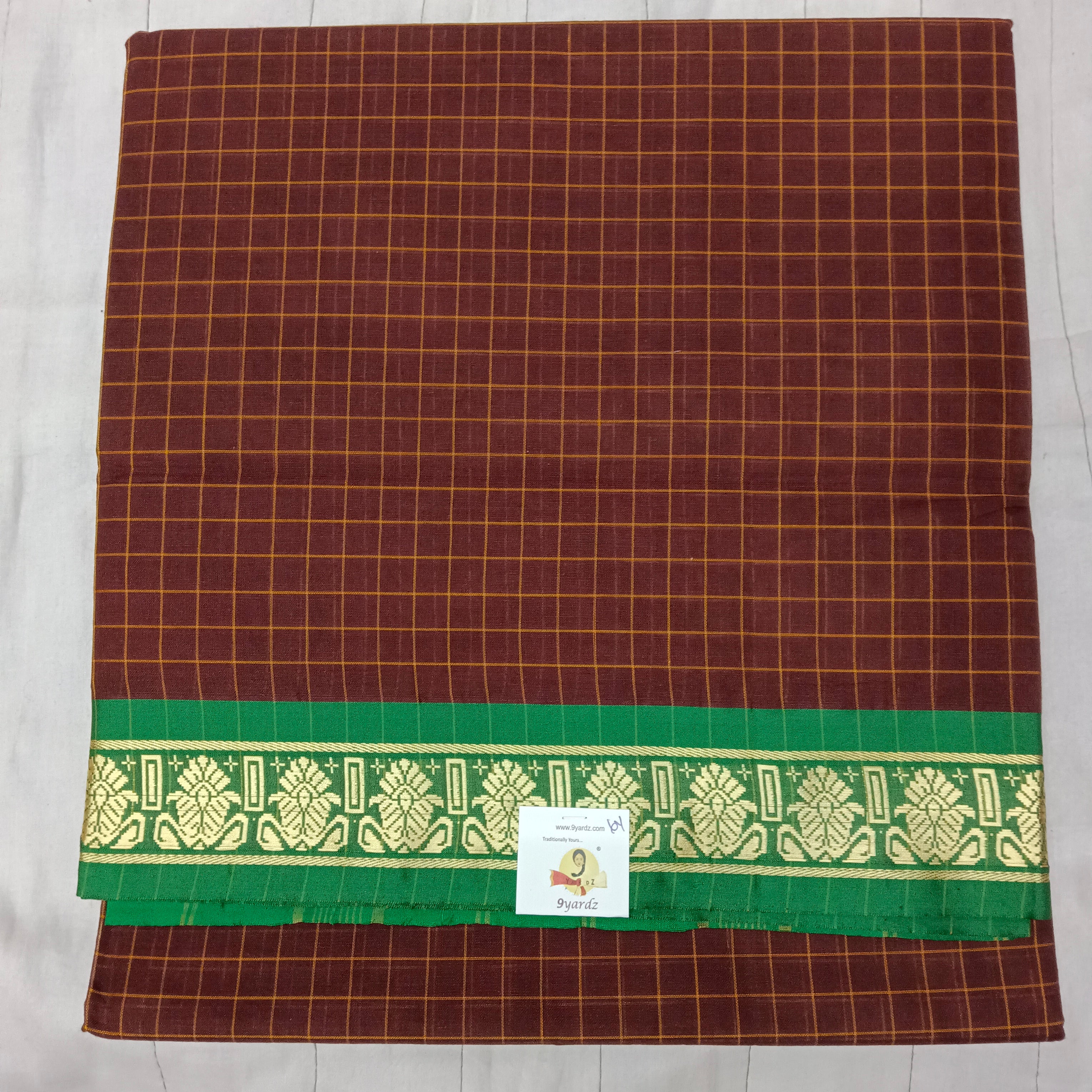 Cotton checked saree 6yardz