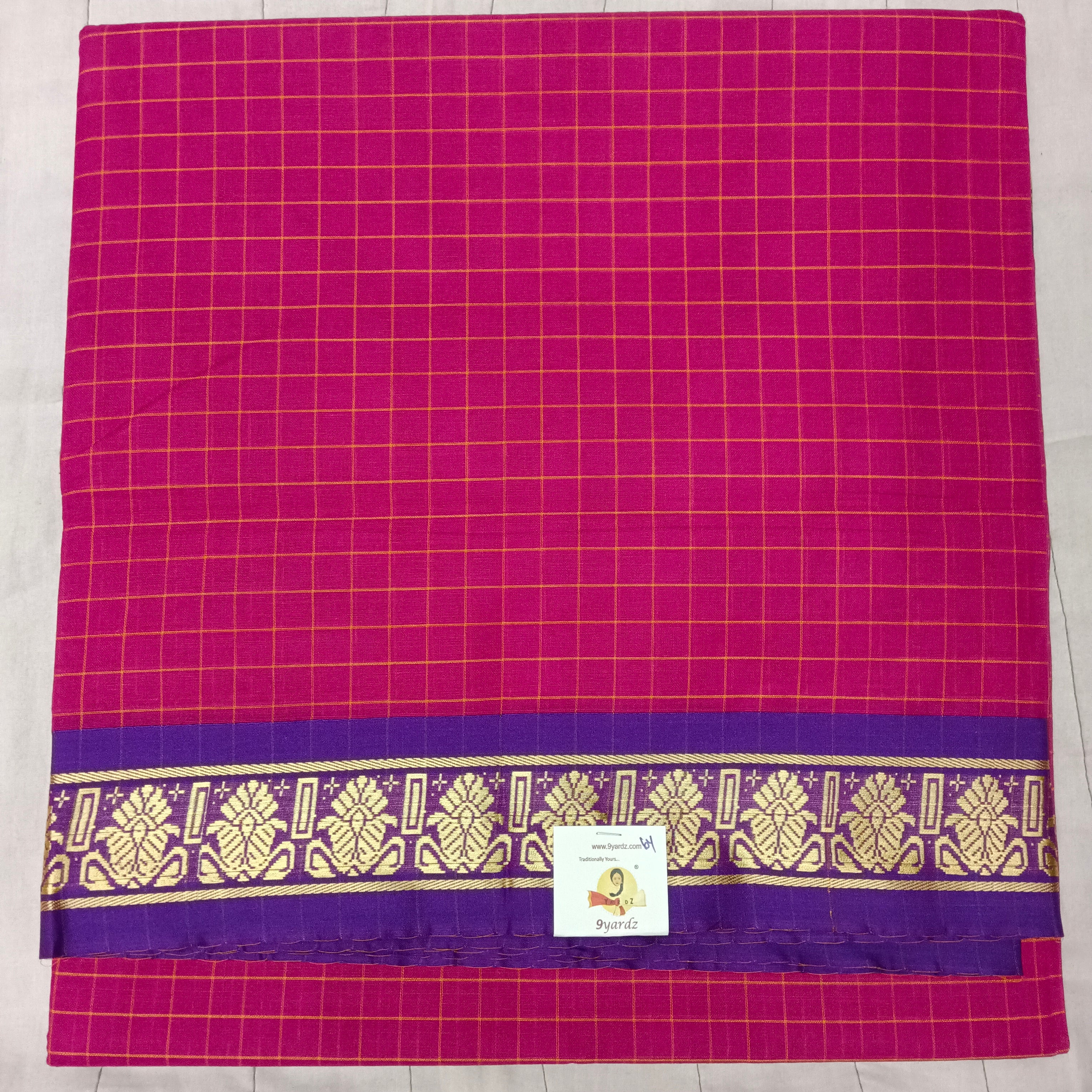 Cotton checked saree 6yardz