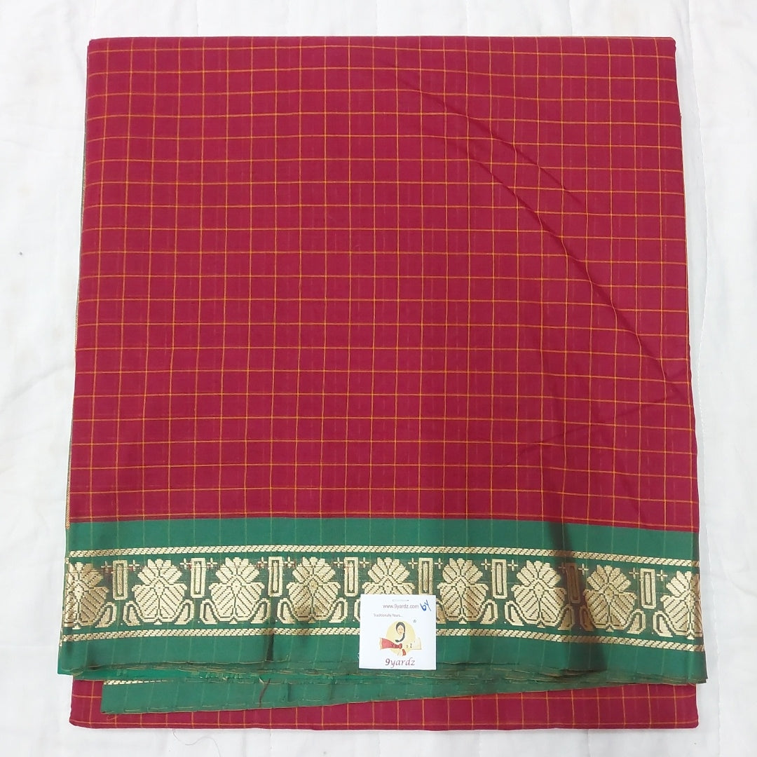 Cotton checked saree 6yardz