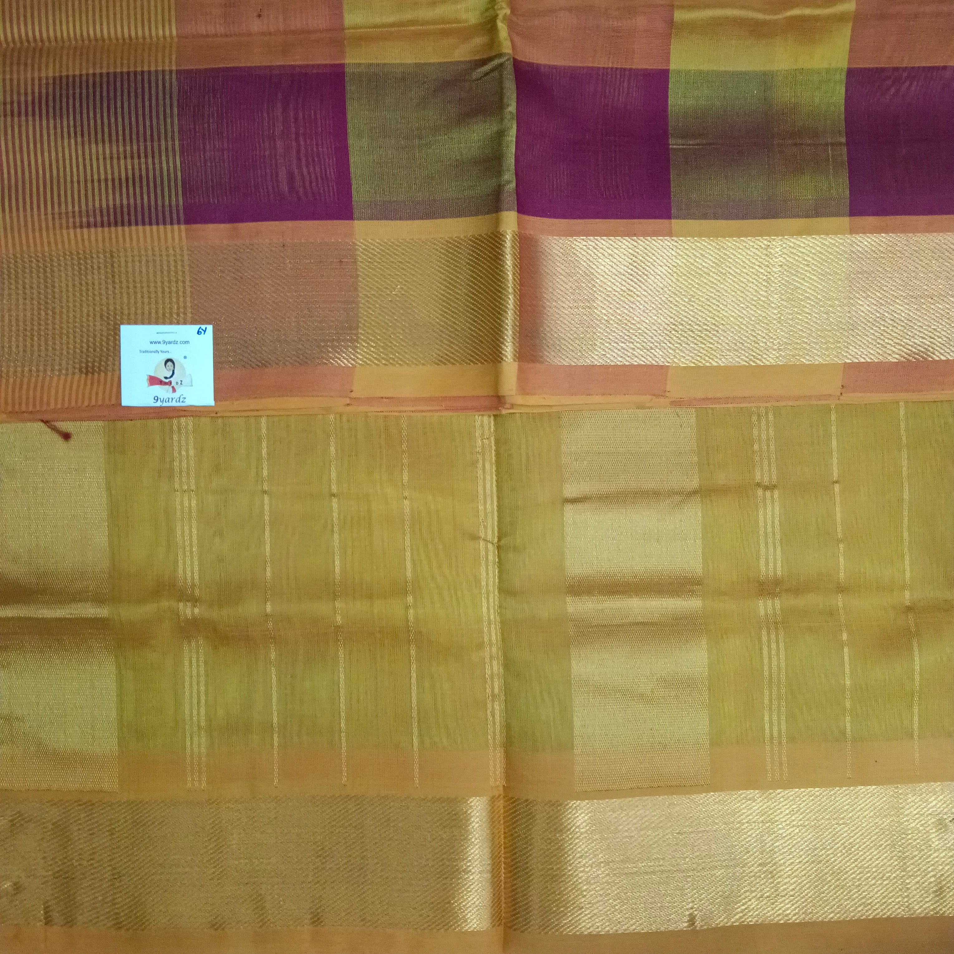 Pure silk Checked cotton 6 yards