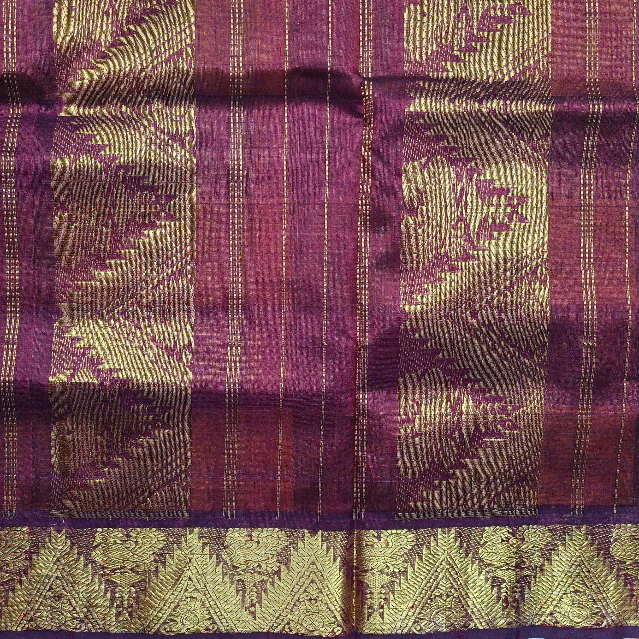 Pure silk cotton- pazhum pazhamum kattam with butta, 10yards (madisar)