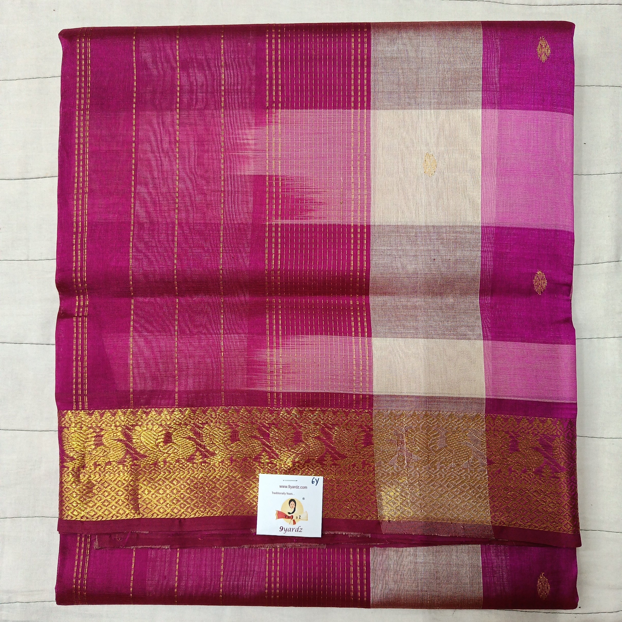 Pure silk cotton zari Pazhum Pazhamum Check