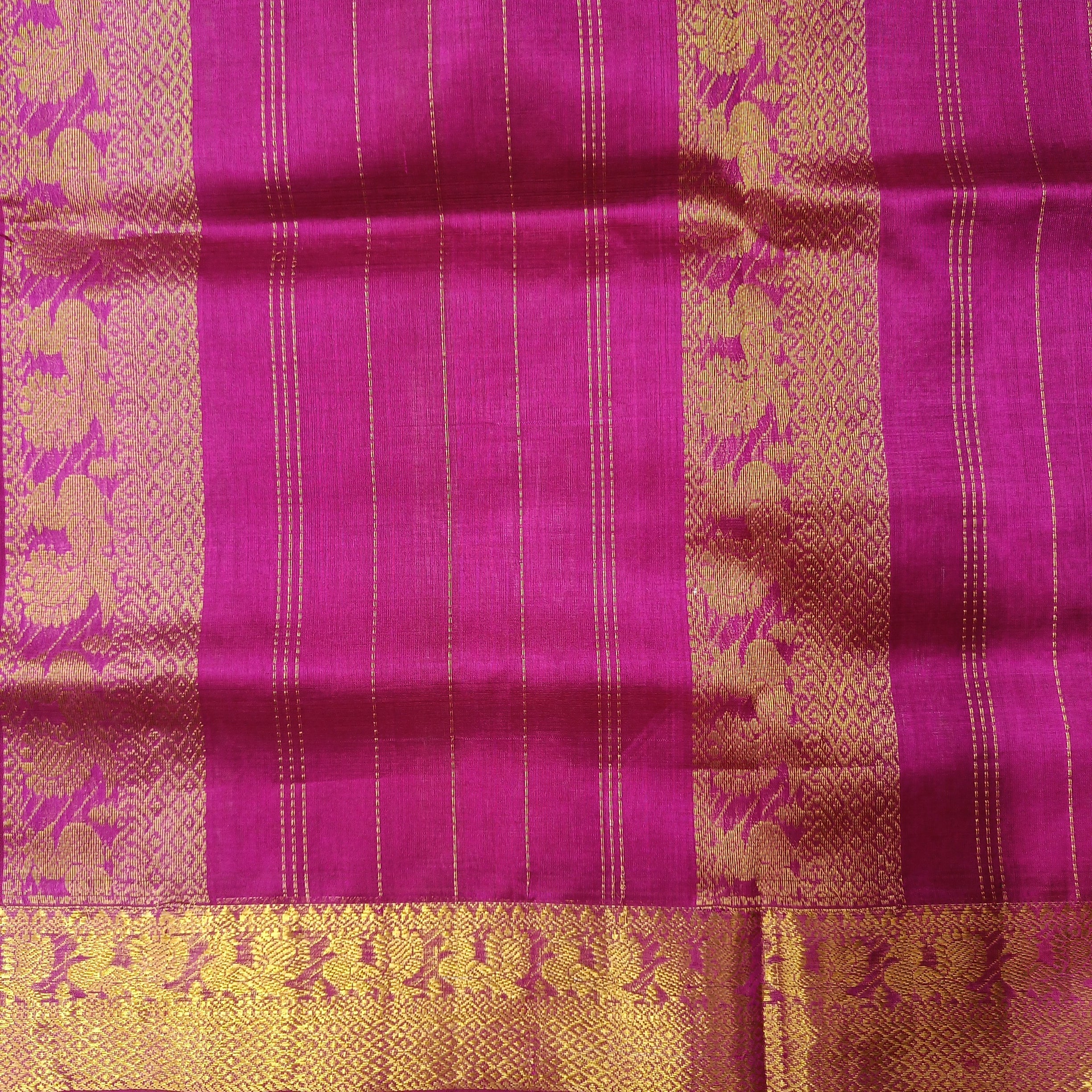 Pure silk cotton zari Pazhum Pazhamum Check