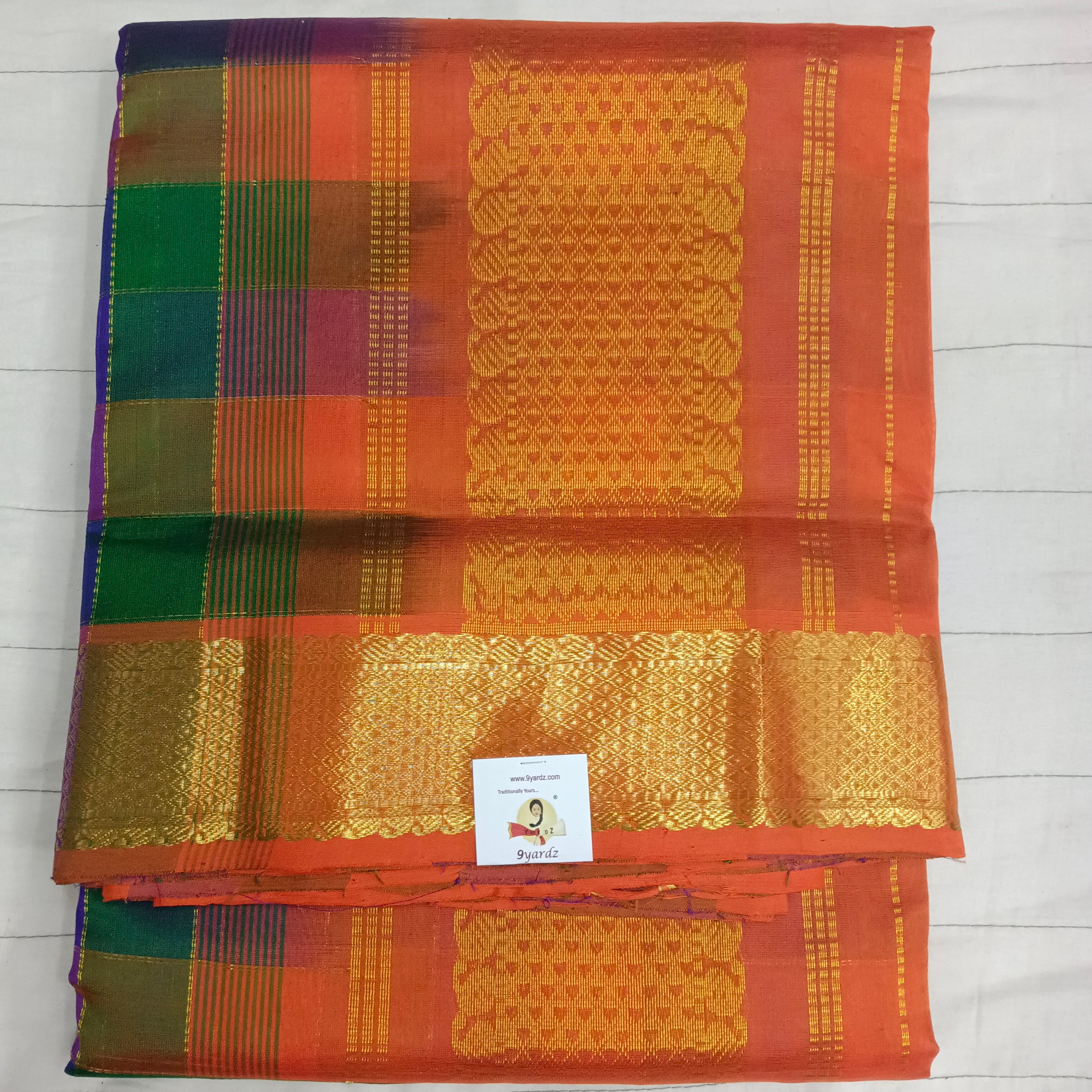 Semi Korvai 10yardz Zari Multi Checked