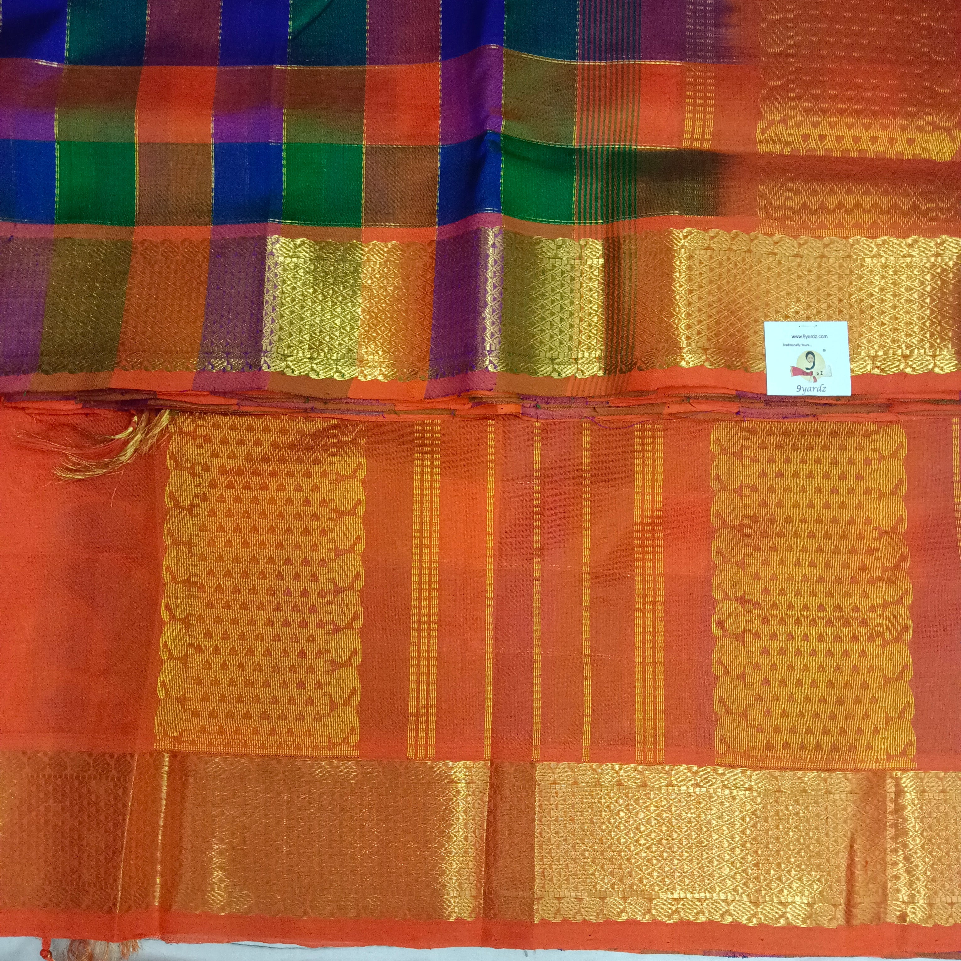 Semi Korvai 10yardz Zari Multi Checked