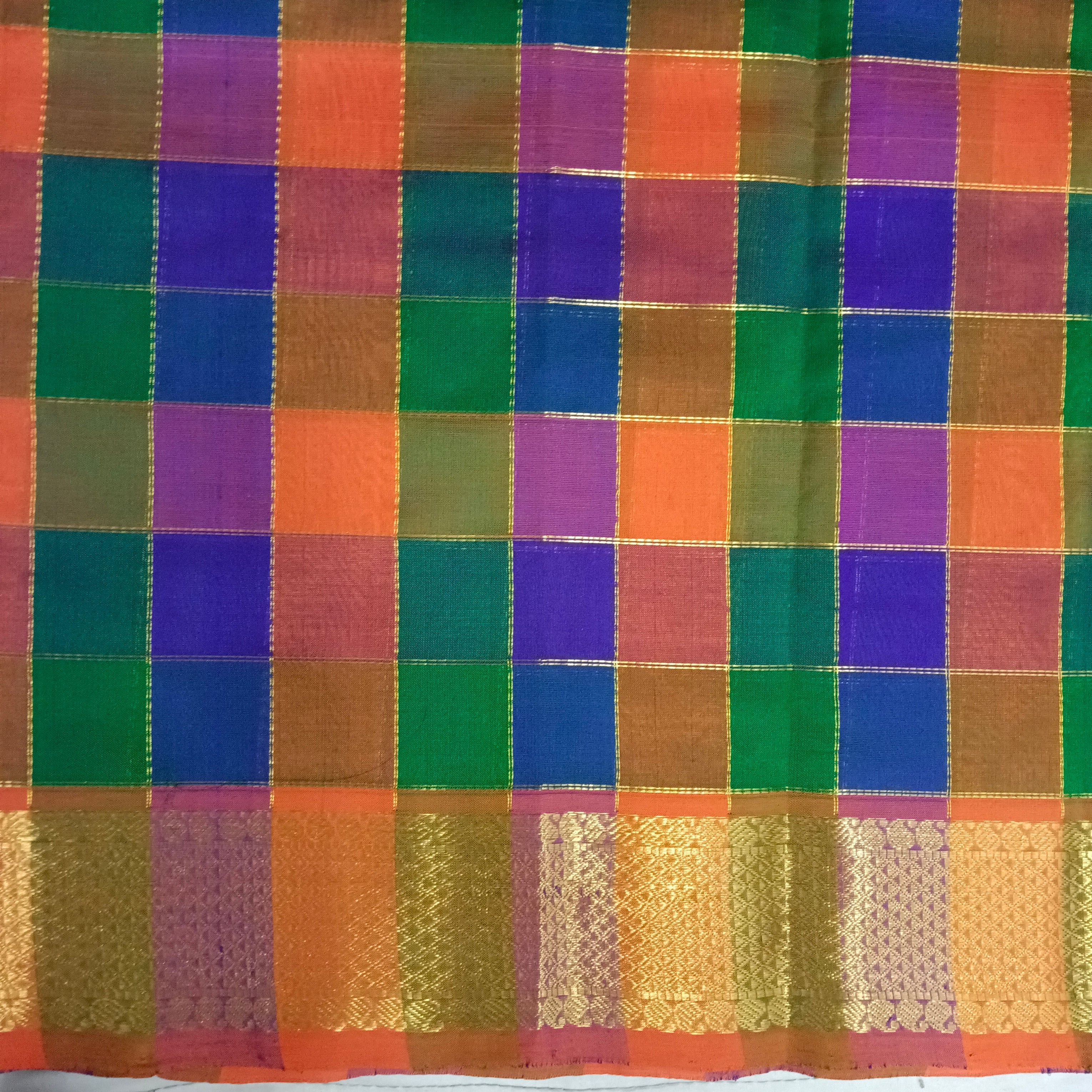 Semi Korvai 10yardz Zari Multi Checked