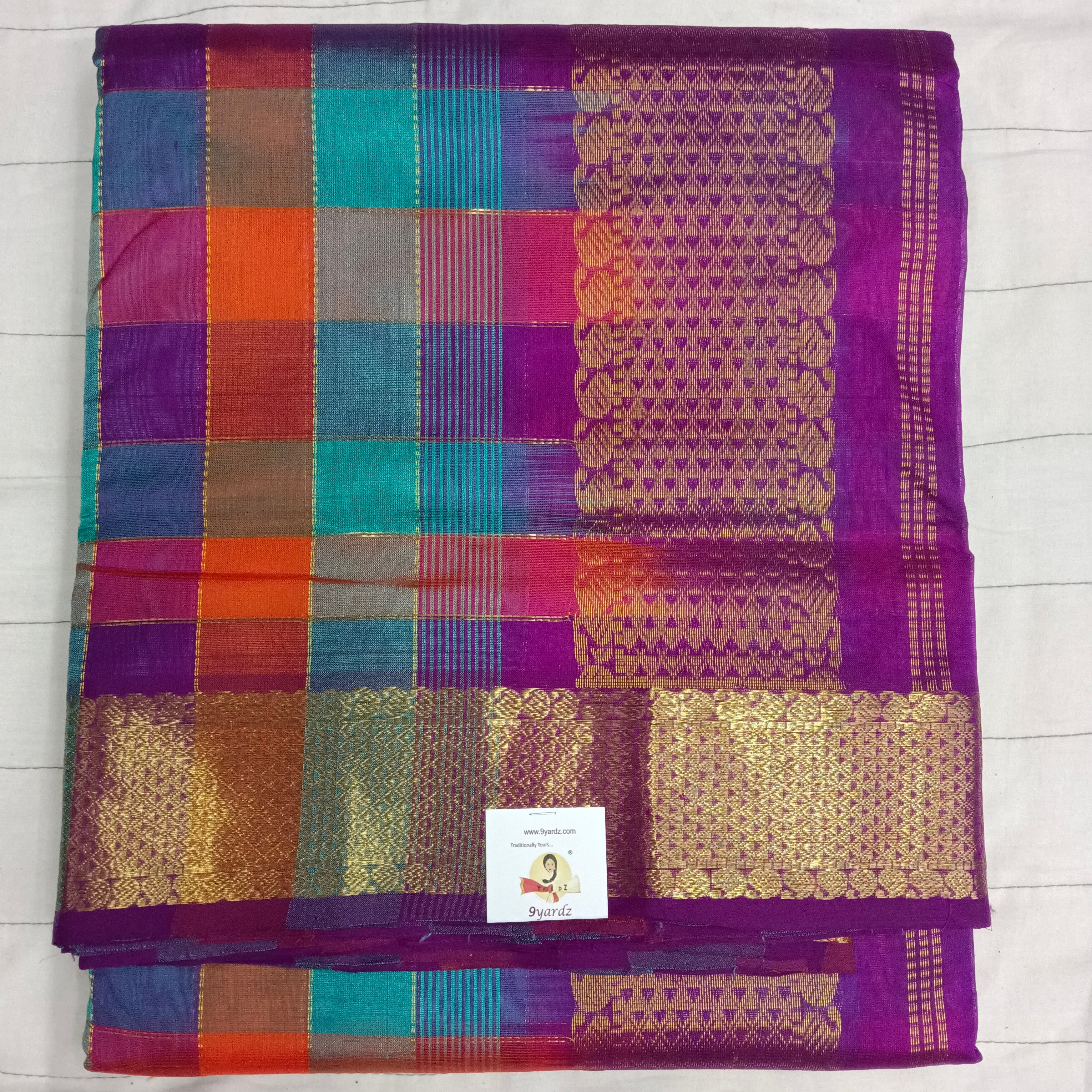 Semi Korvai 10yardz Zari Multi Checked